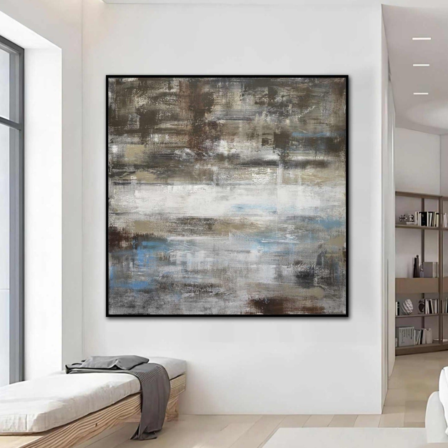48x48 earth tones umber brown oil painting
