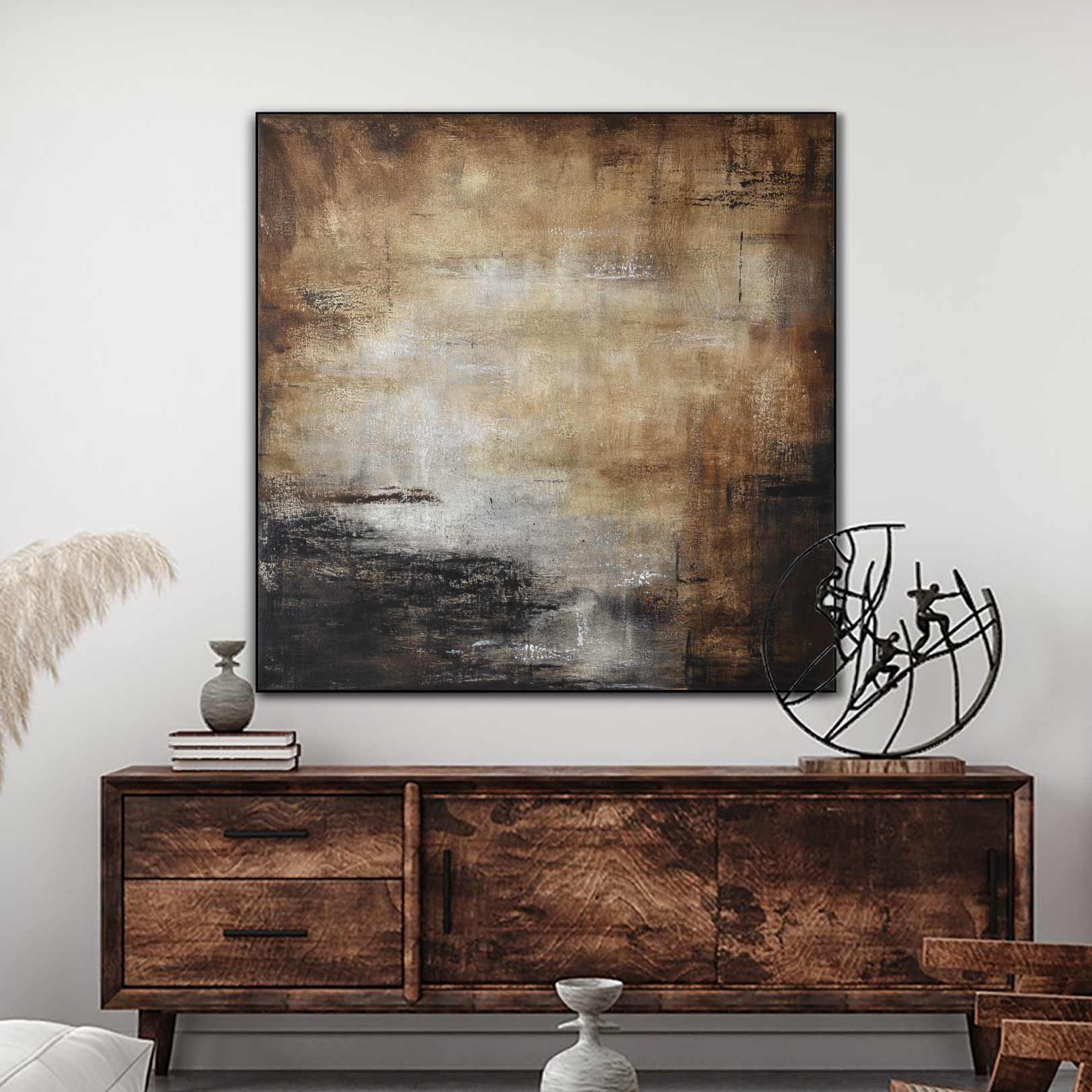 Brown Wall Art On Canvas For Office Or Living Room Large Painting landscape