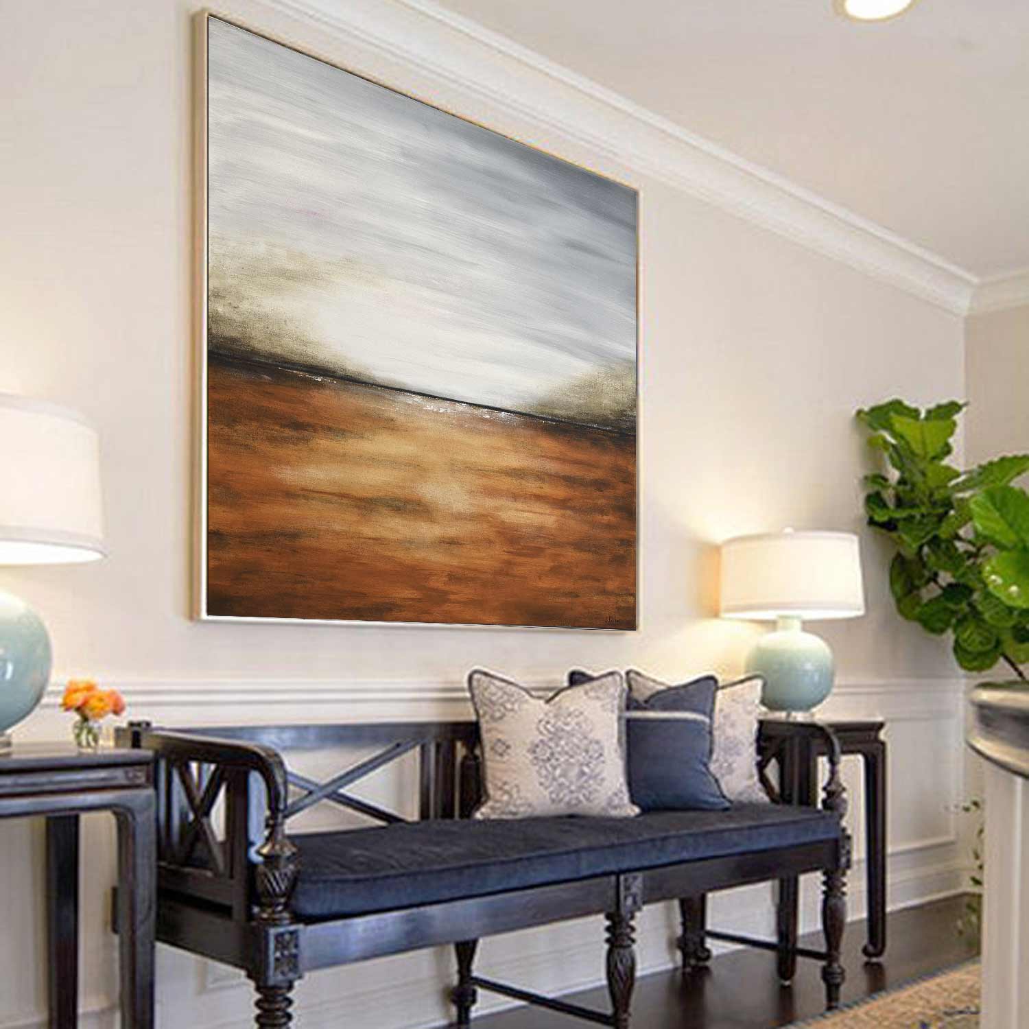 48x48 landscape oil painting amber