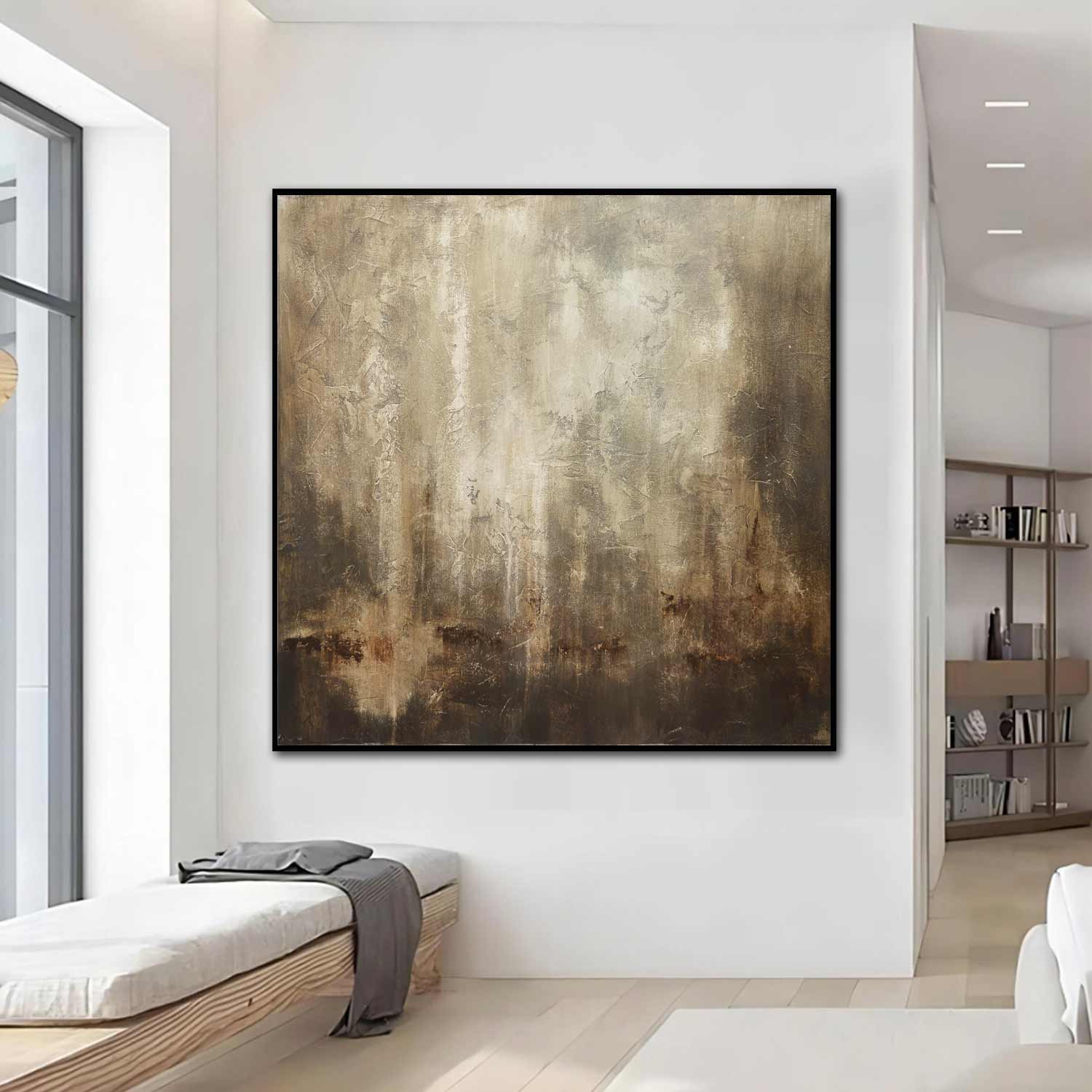 Large Brown Painting Square Framed Art