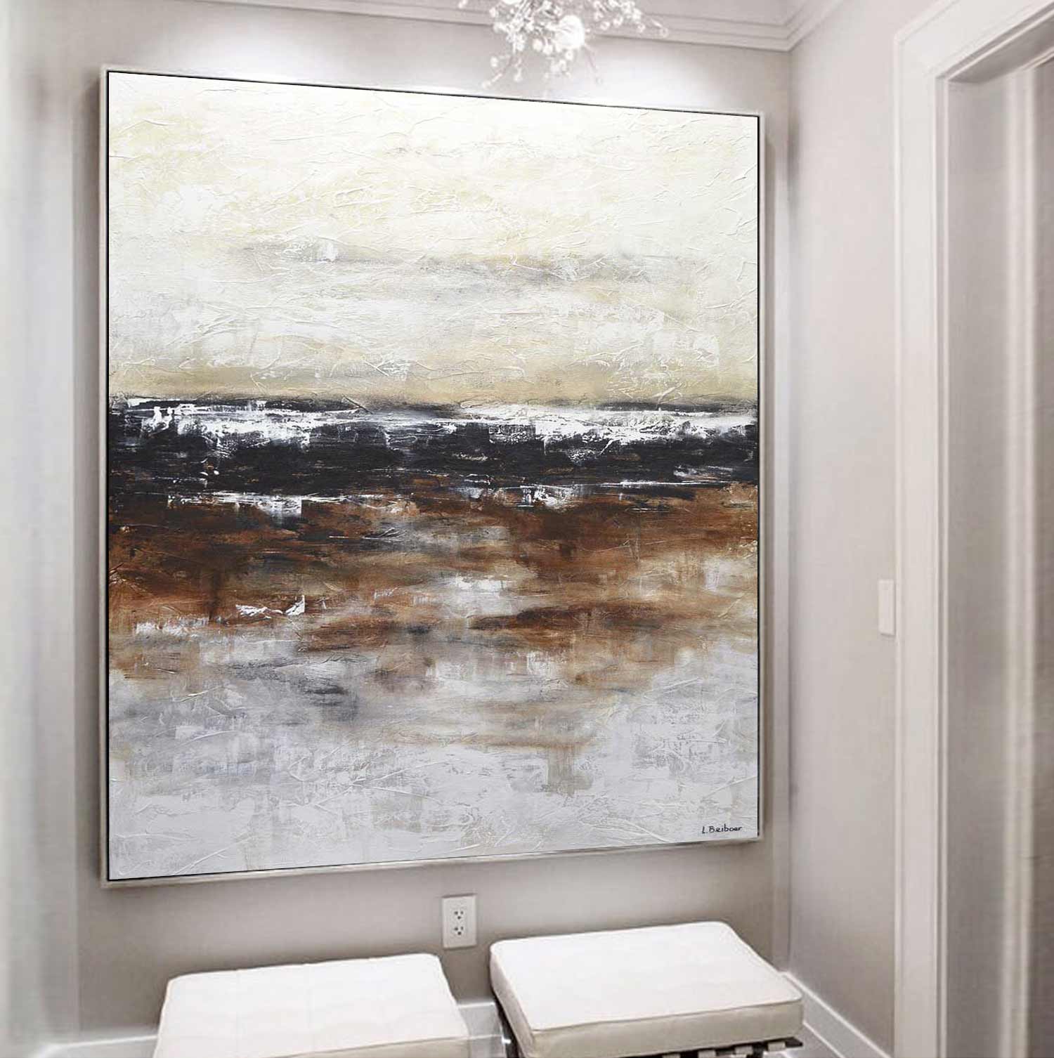 Abstract Painting For Bedroom Textured Warm Tones Hand Painted Artwork