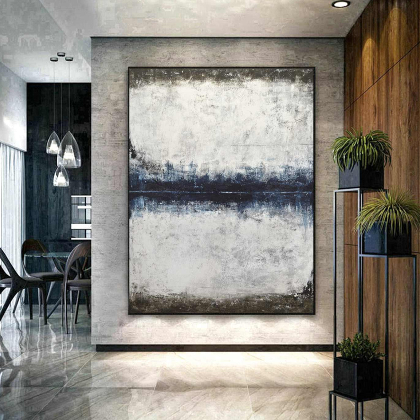 Art For Hallway Original Modern Blue Brown Abstract Painting Entryway