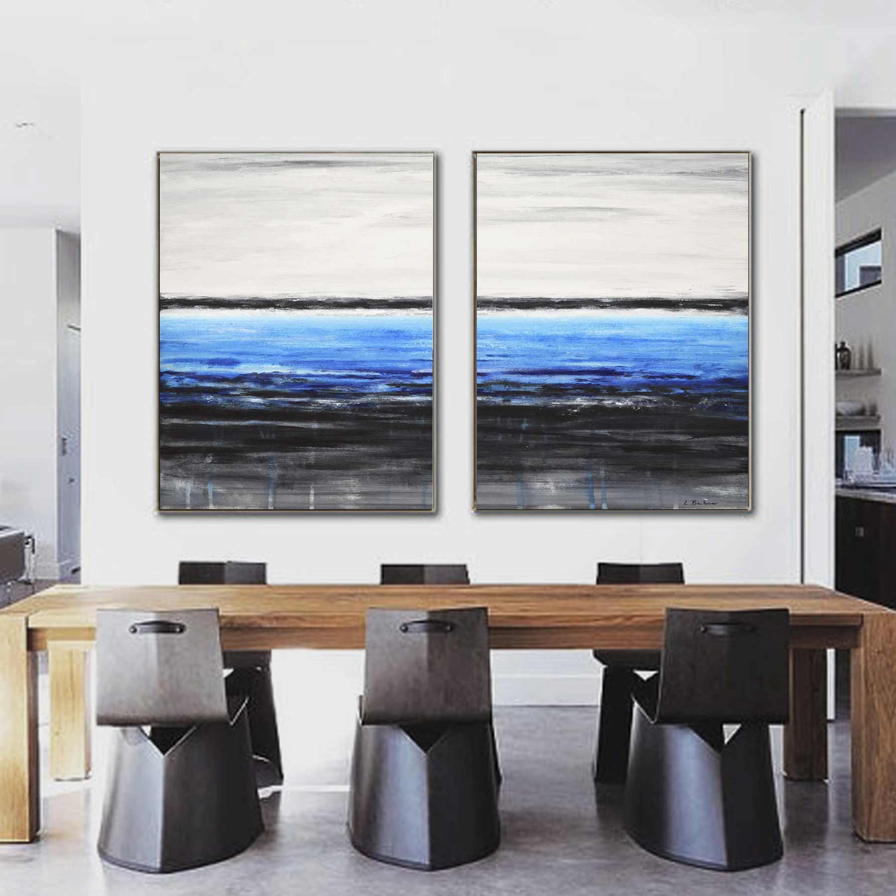 Beach House Art Diptych Coastal Painting High Quality