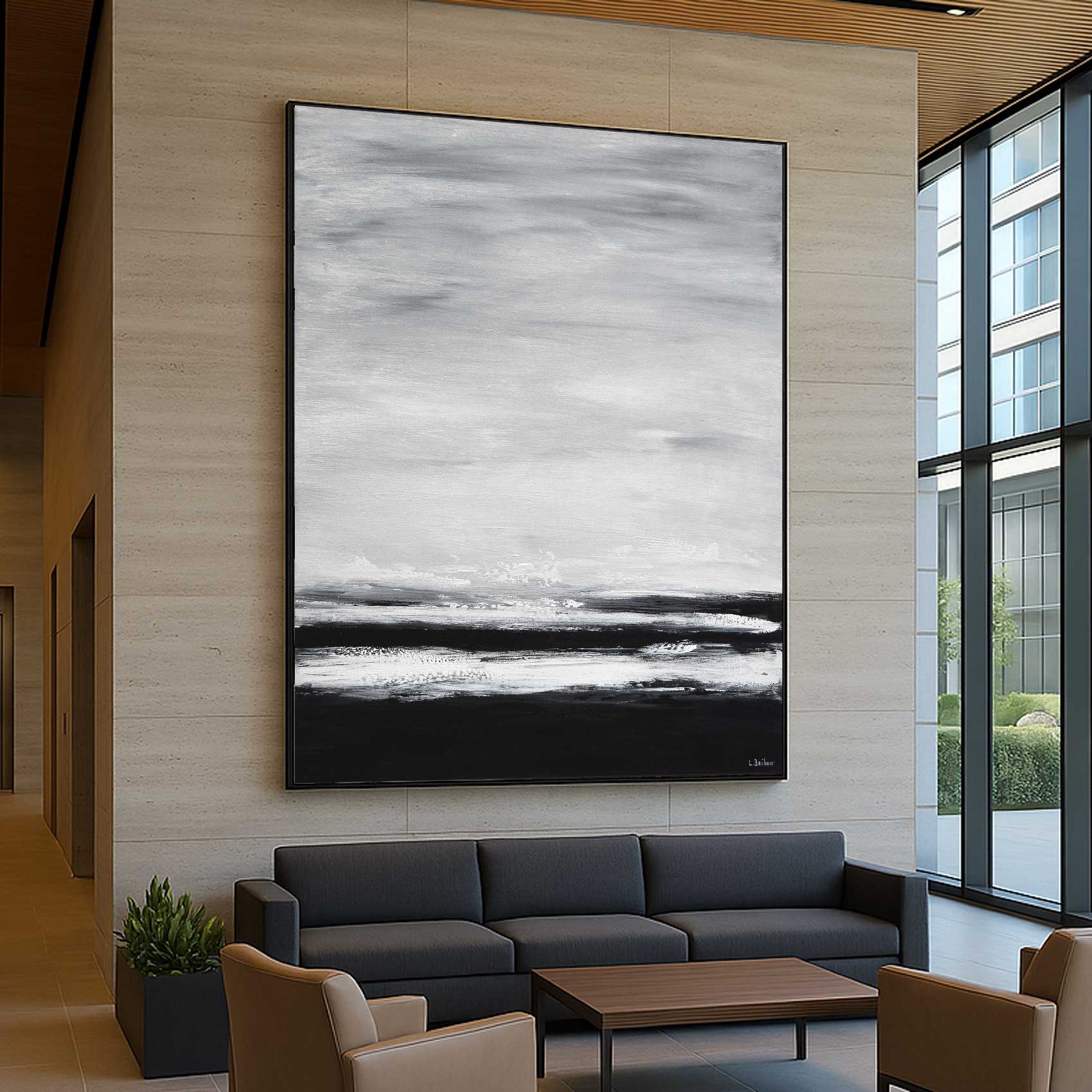 Black and White Vertical Large Piece For Wall Luxury Art