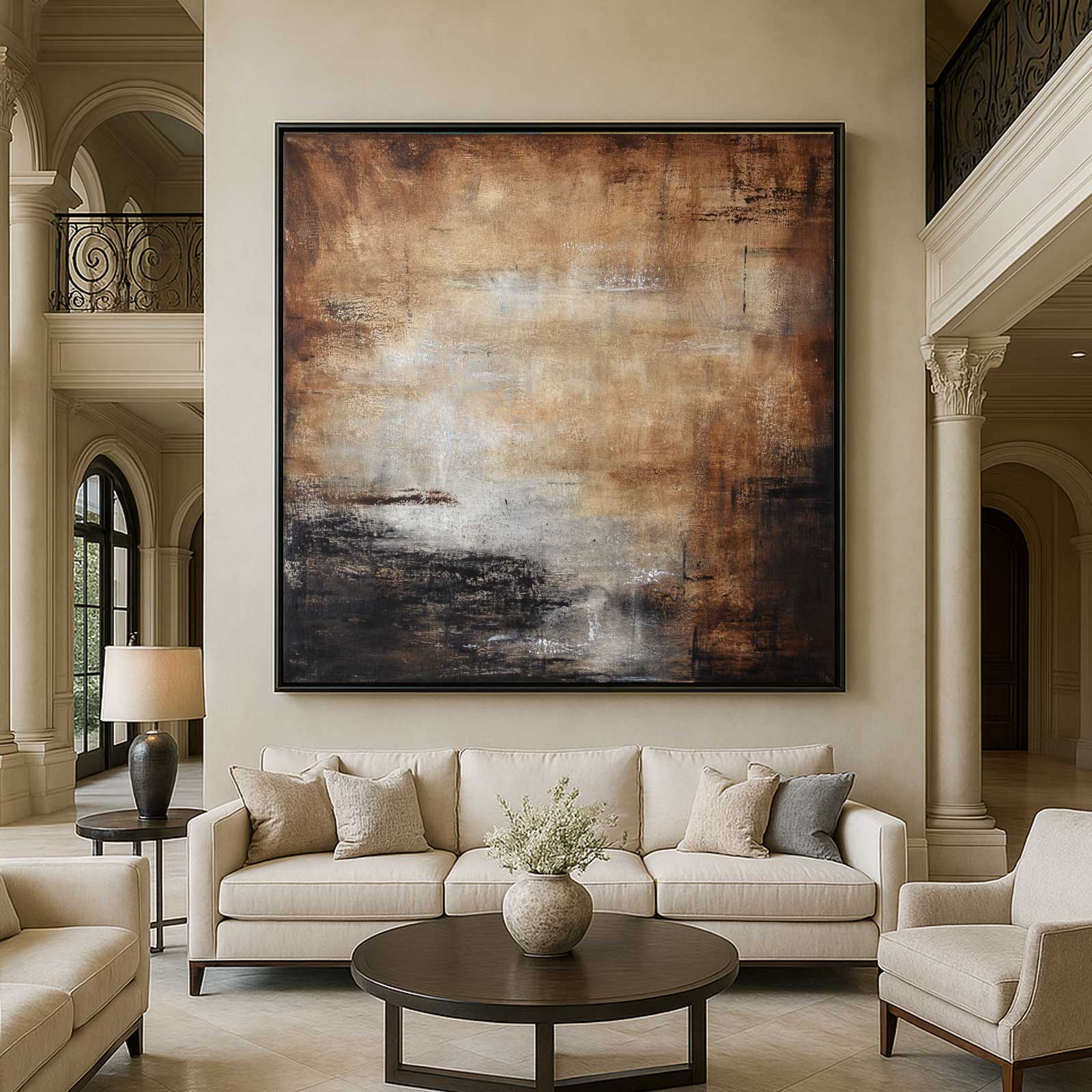Brown Wall Art On Canvas For Office Or Living Room Large Painting
