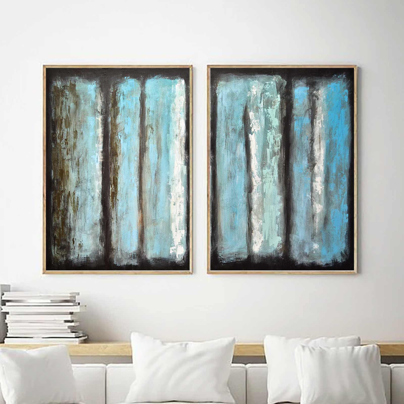 Color Blocks Paintings Over Couch Modern Design Extra Large