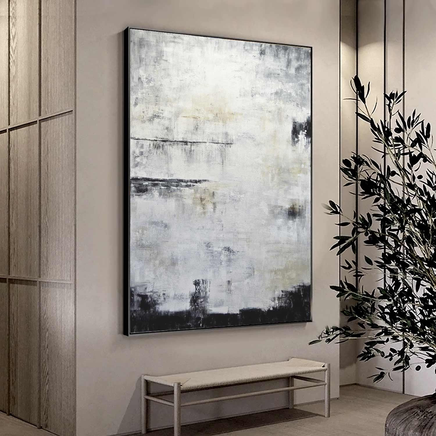 Contemporary Painting For Decor Handmade Vertical Art