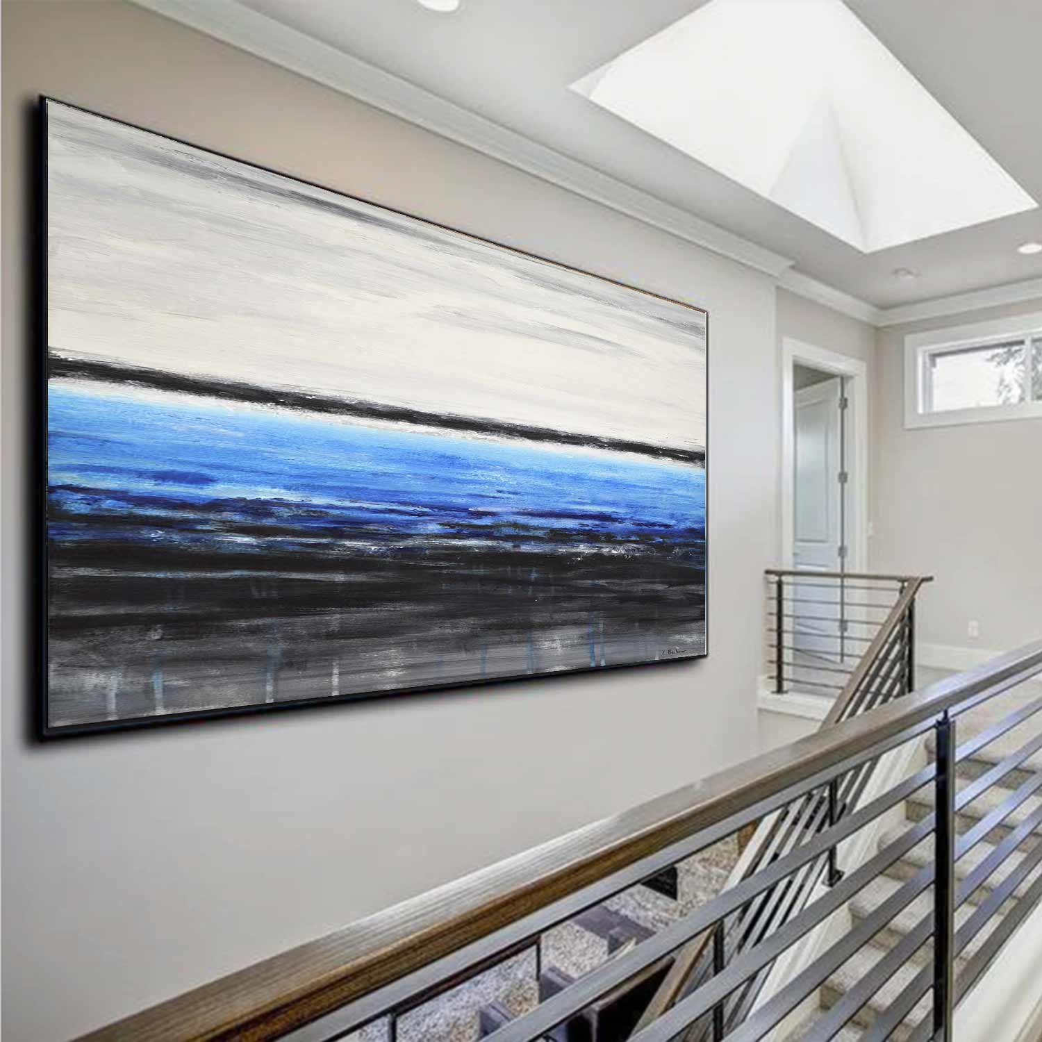 Deep Blue Seascape Painting Framed Art Modern Design