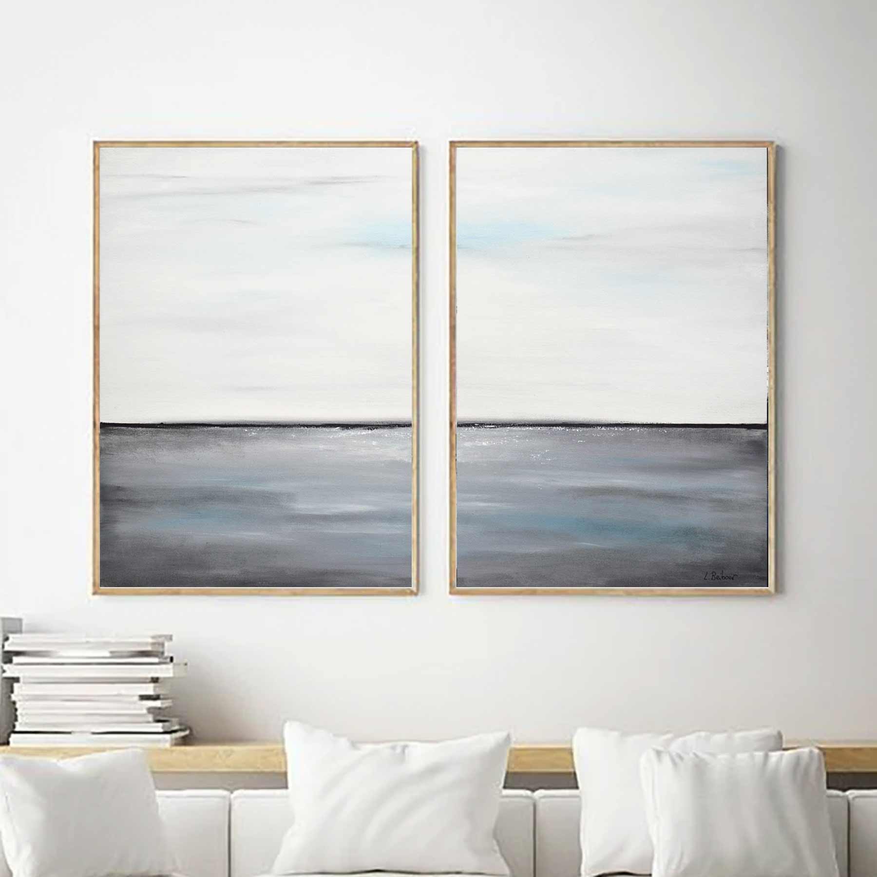 Duo Of Paintings Simple Minimal Painting On Canvas