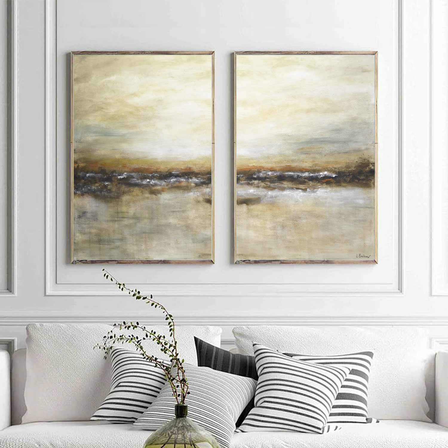 Earth Tones Diptych Large Scale Art Living Room Warm Colors