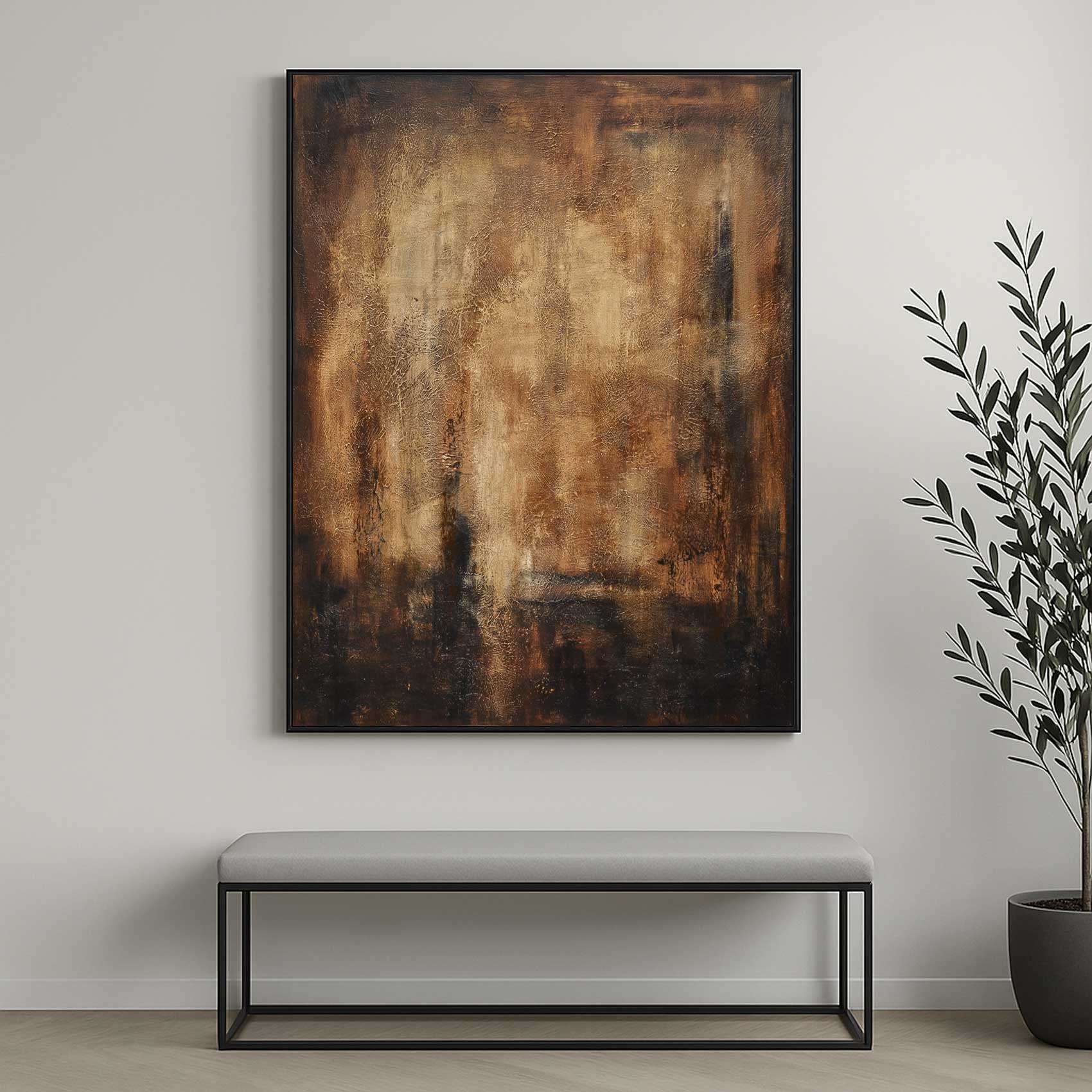 Earth Tones Oil Painting Textured Tranquil Umber Wall Art
