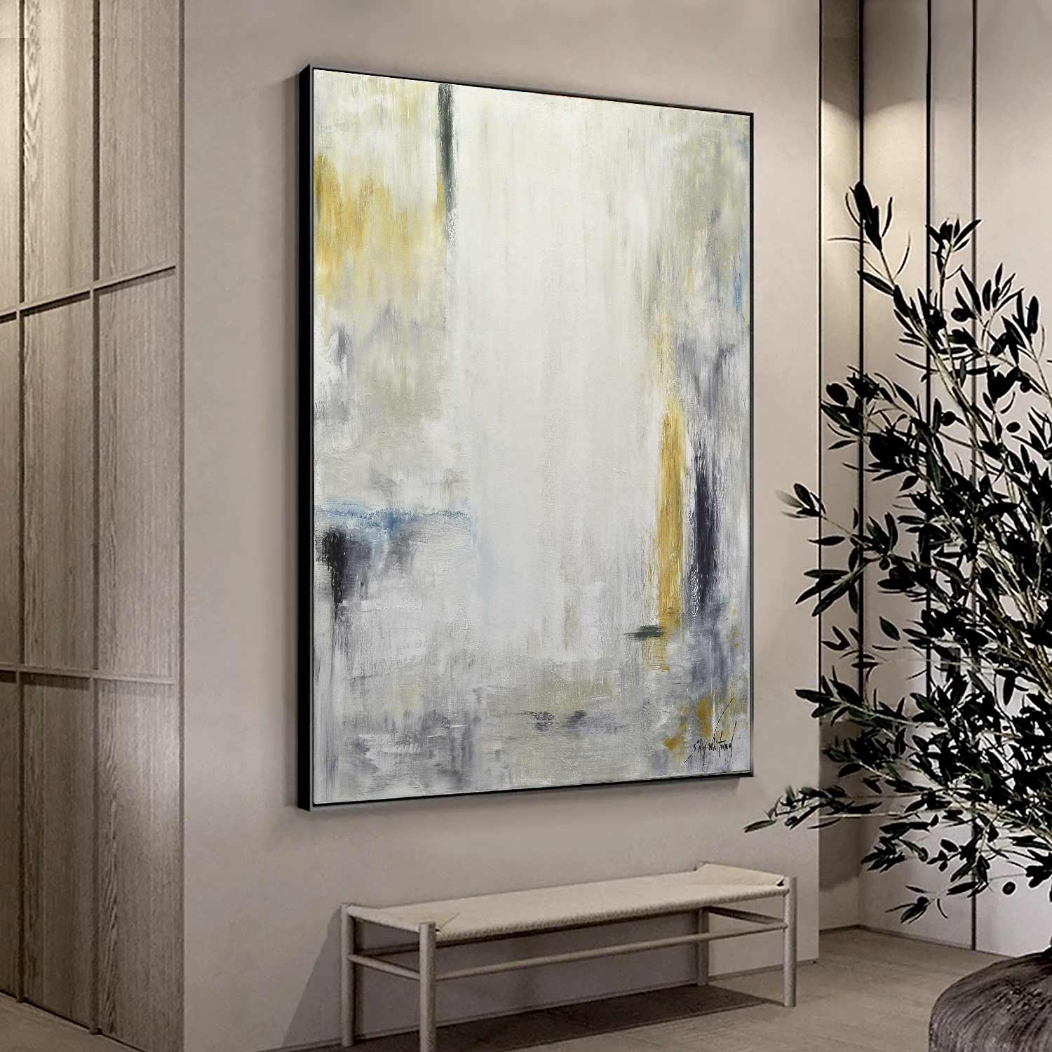 Framed Abstract Painting Loft Style Original Interior Design Oversized