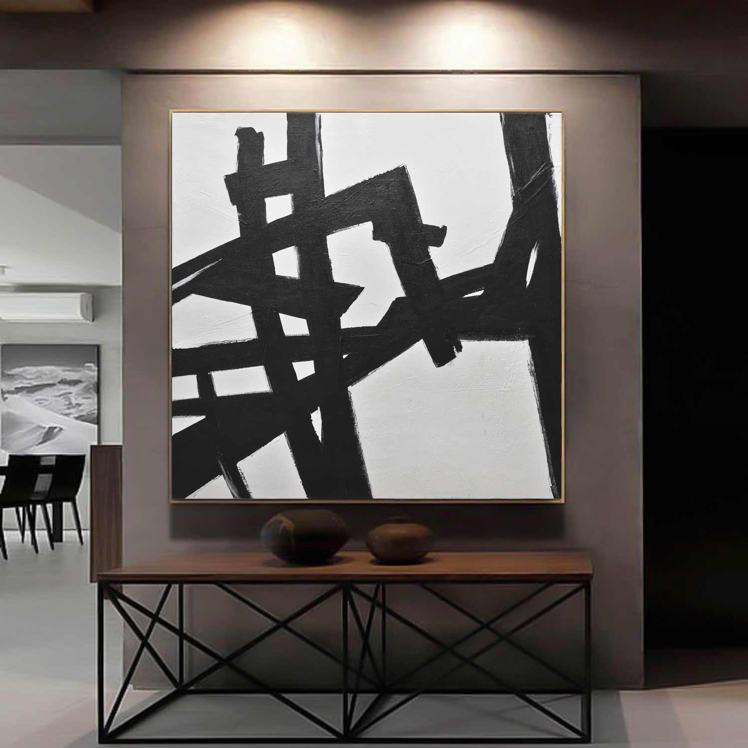 Franz Kline Style Painting Black White