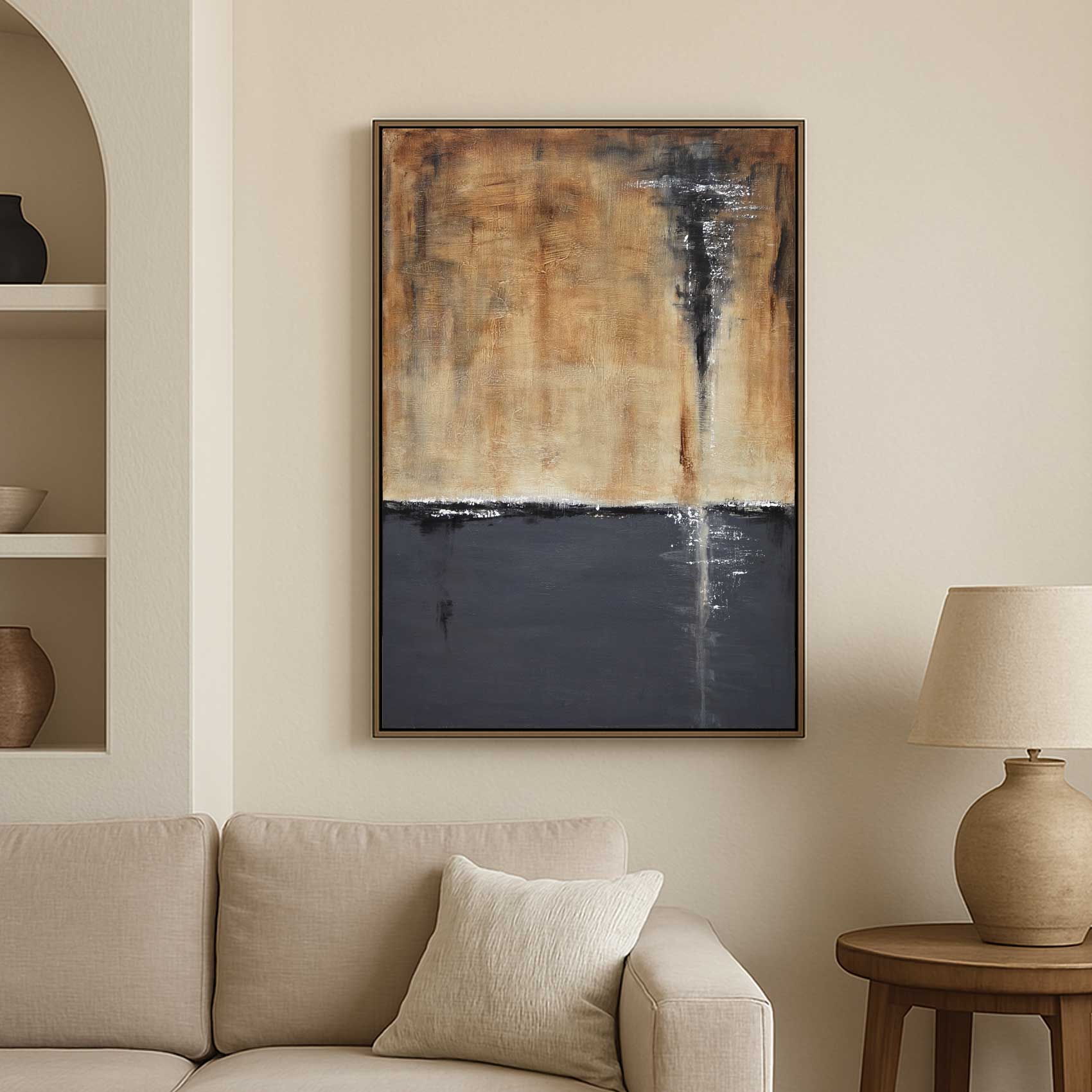 Gray Brown Contemporary Wall Art Vertical For Hallway Entryway
