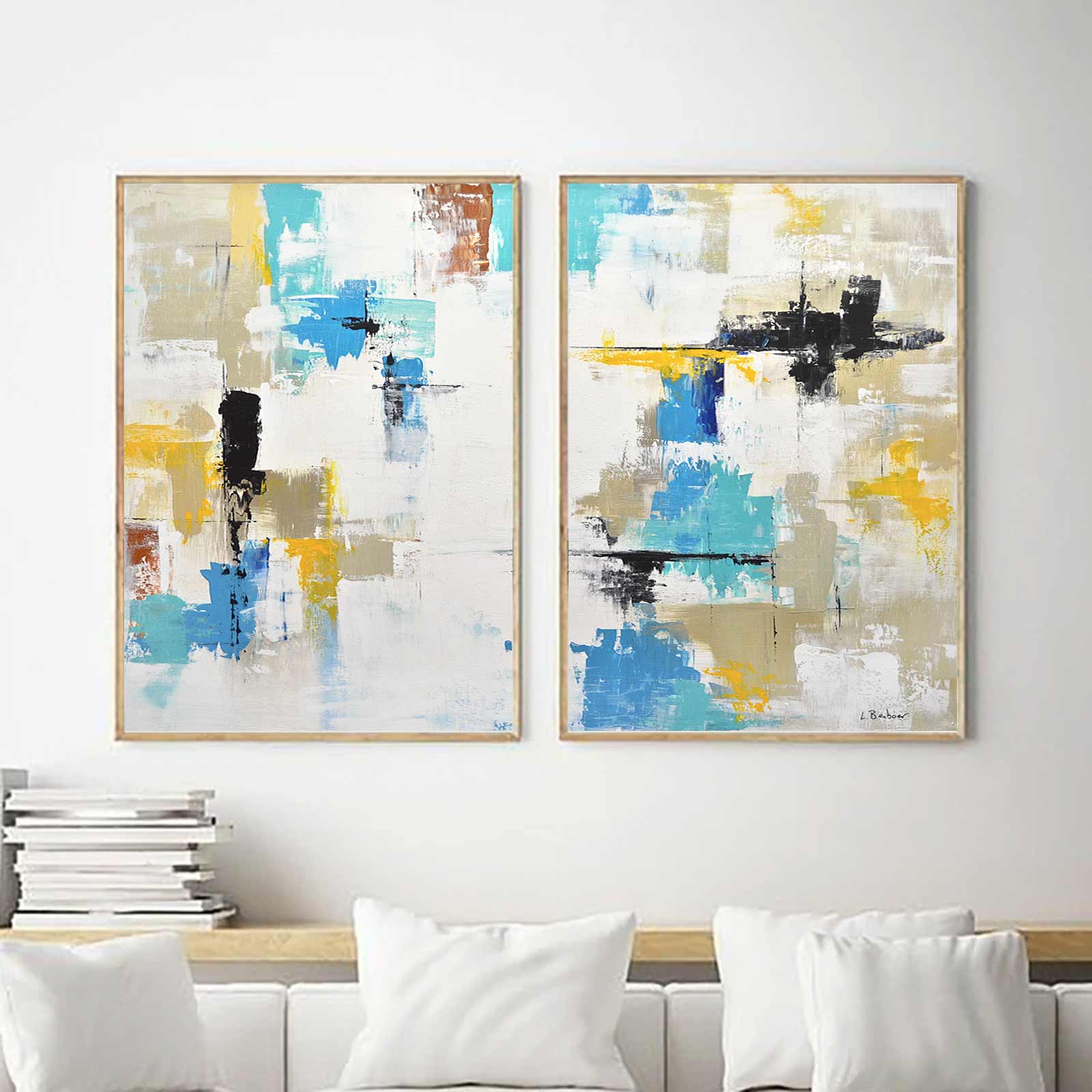 Interior Design Paintings Set Of 2 On Canvas Vibrant Art