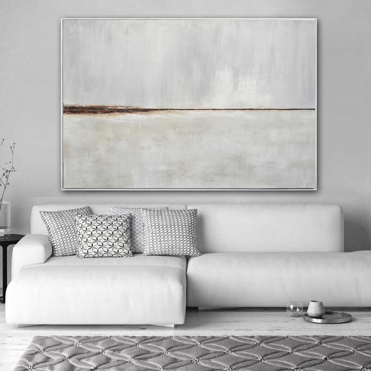 Large Landscape Painting Hand Painted Subtle Abstract Art Rectangular