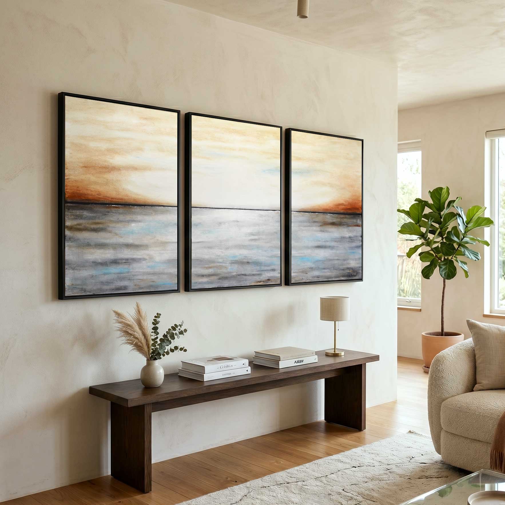 Large Original Triptych Landscape Painting Large Scale Set Of 3