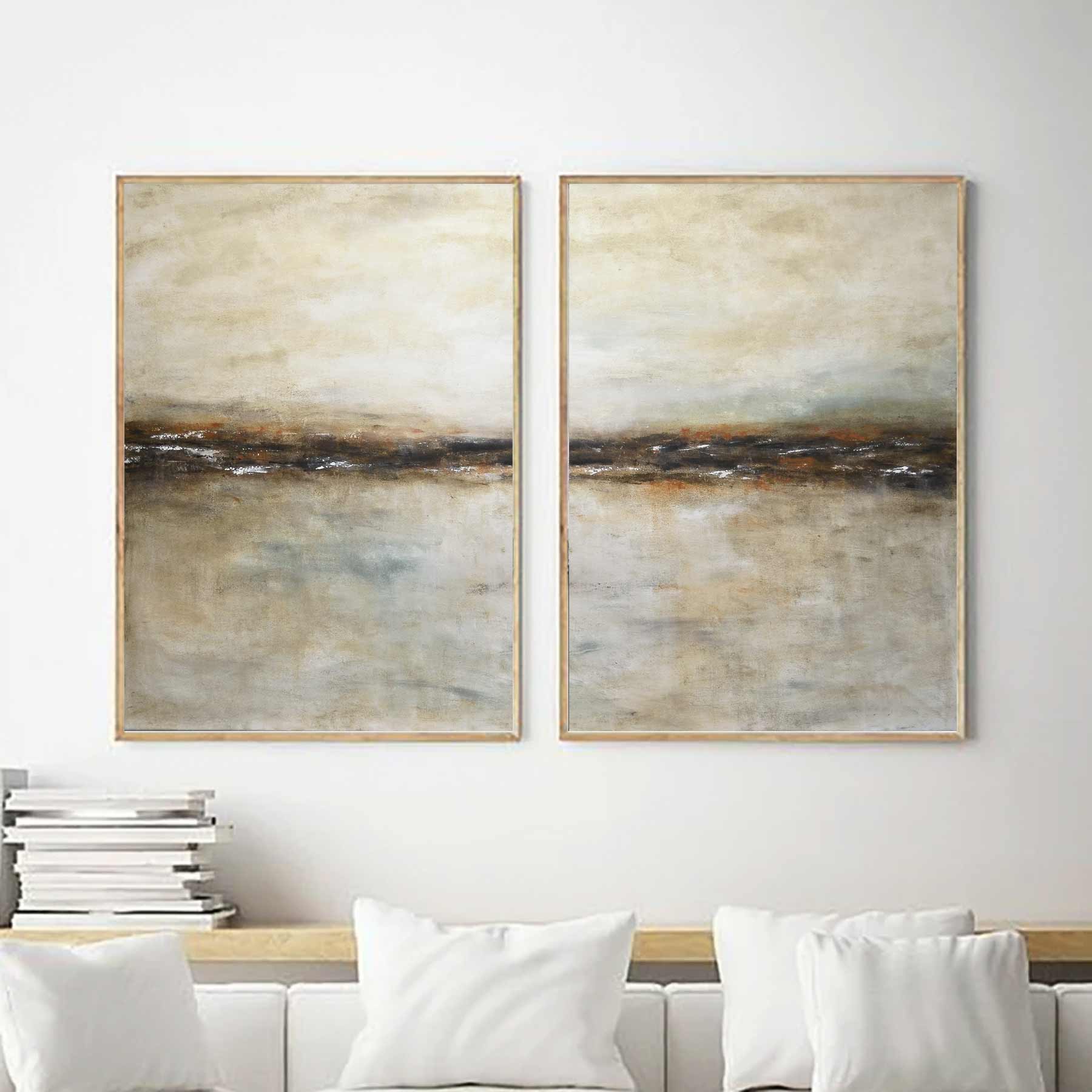 Neutral Tones XXL Landscape Paintings Horizon Impressionist