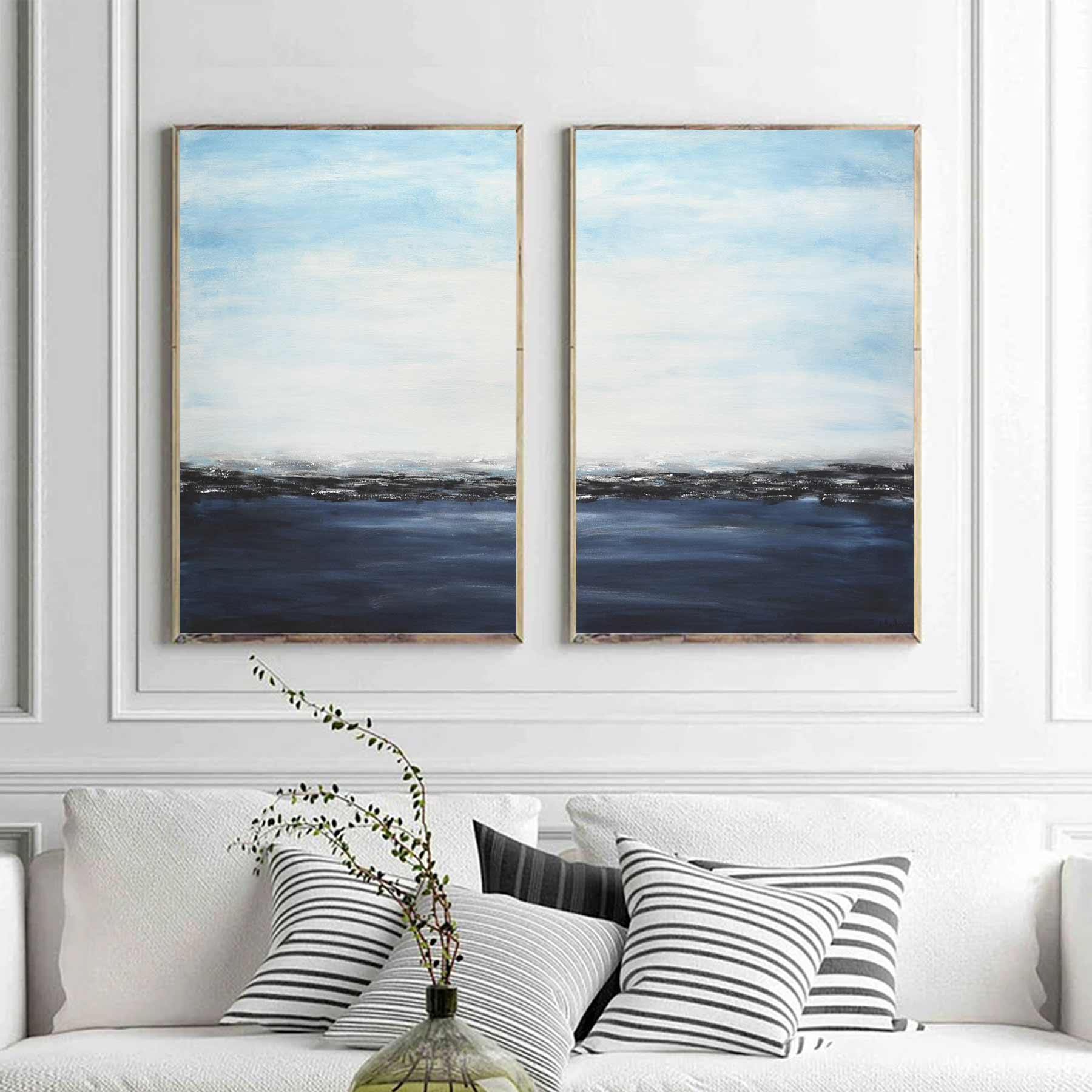 Ocean Diptych Frame Artwork By American Artist Seascape