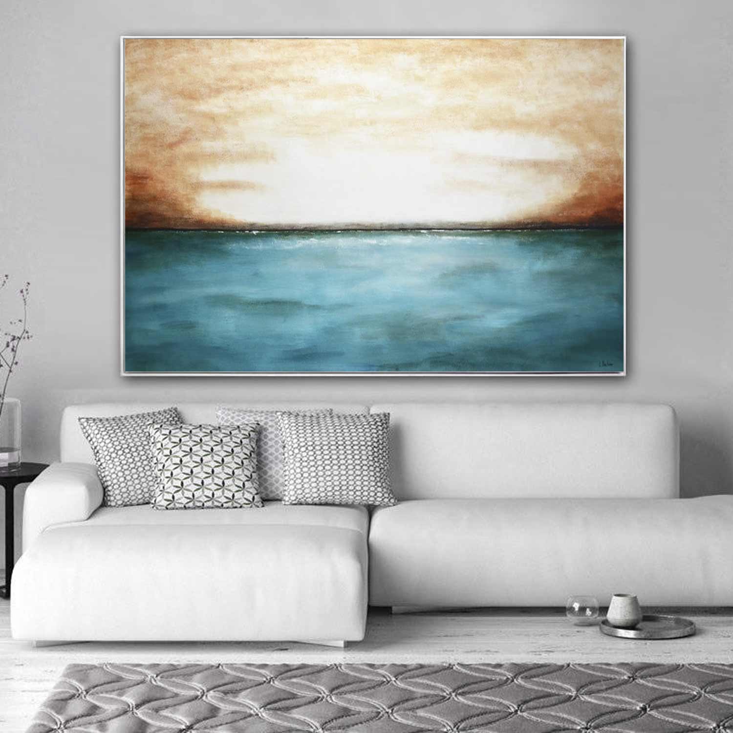 Ocean Waves Abstract Painting Oversized Seascape Art Sea And Sky
