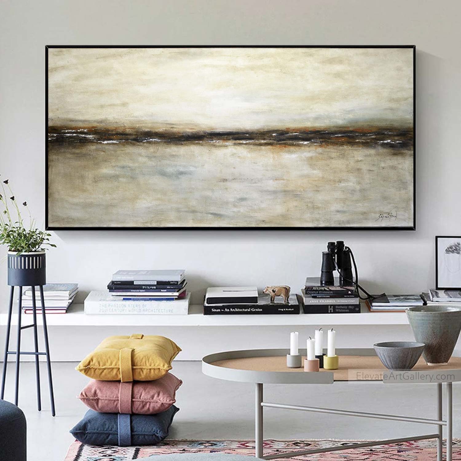 Panoramic Calming Beige Large Painting