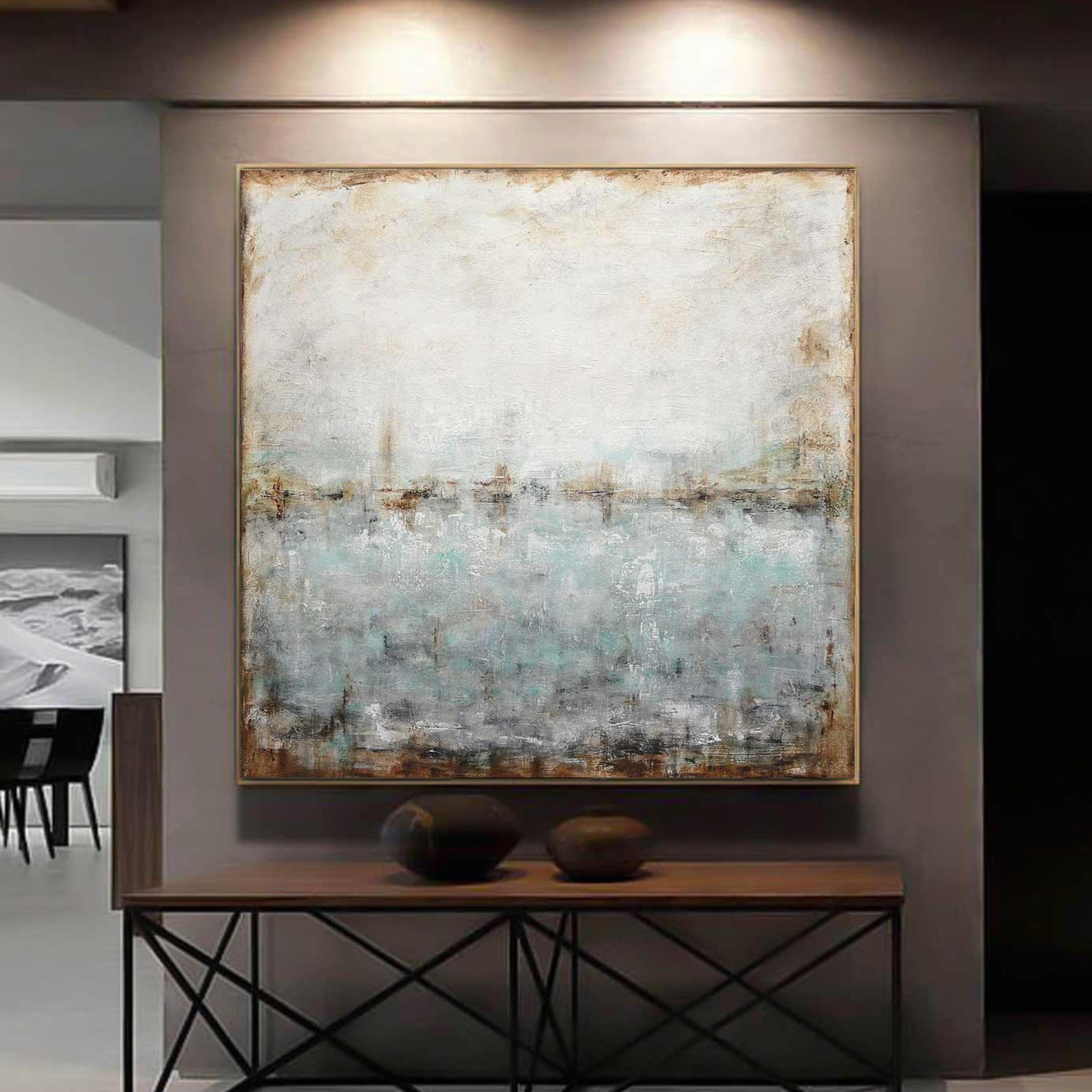 Square Extra Large Artwork For Livingroom Rich Layered Painting