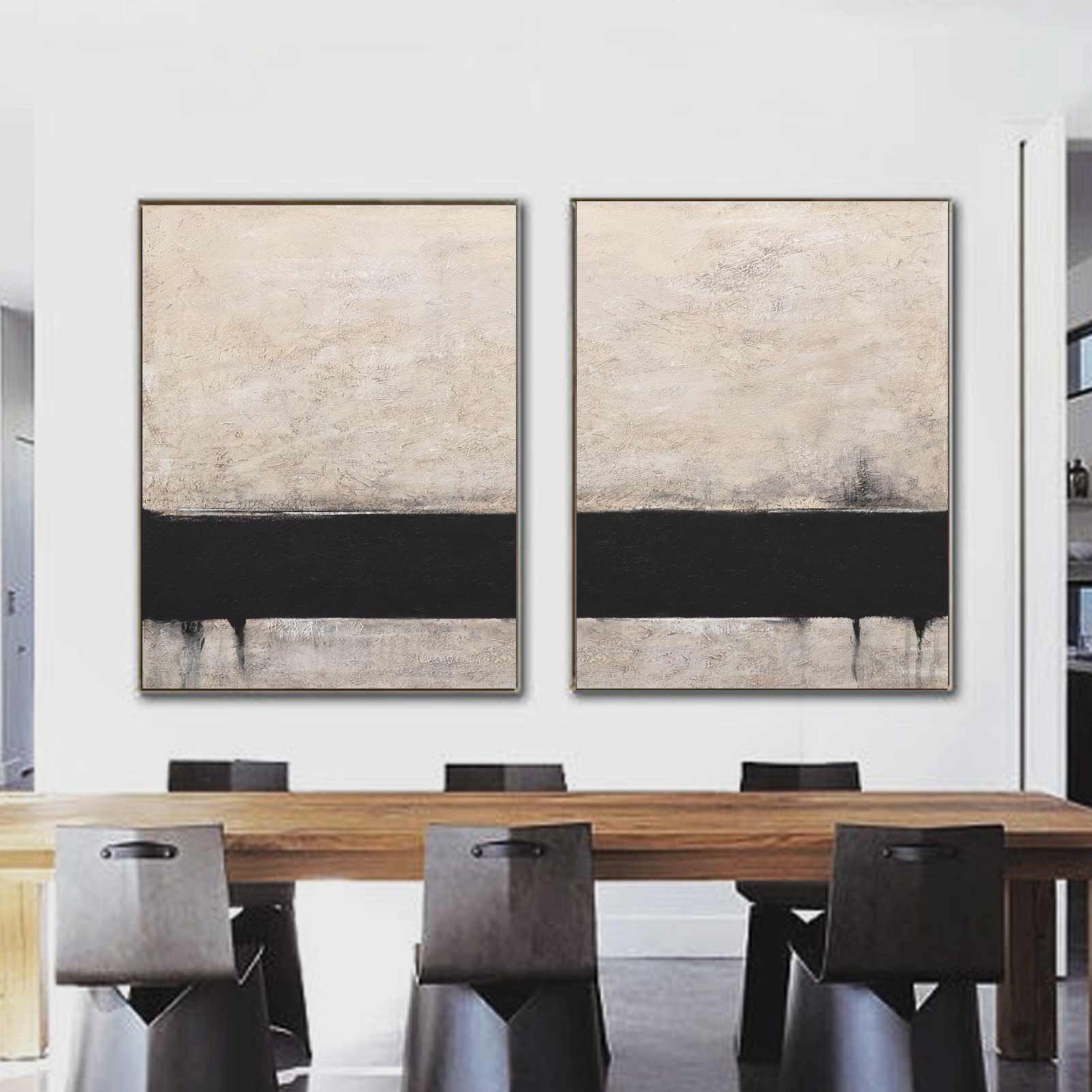 Textured Brown Black 2 Panel Wall Art Neutral Tones