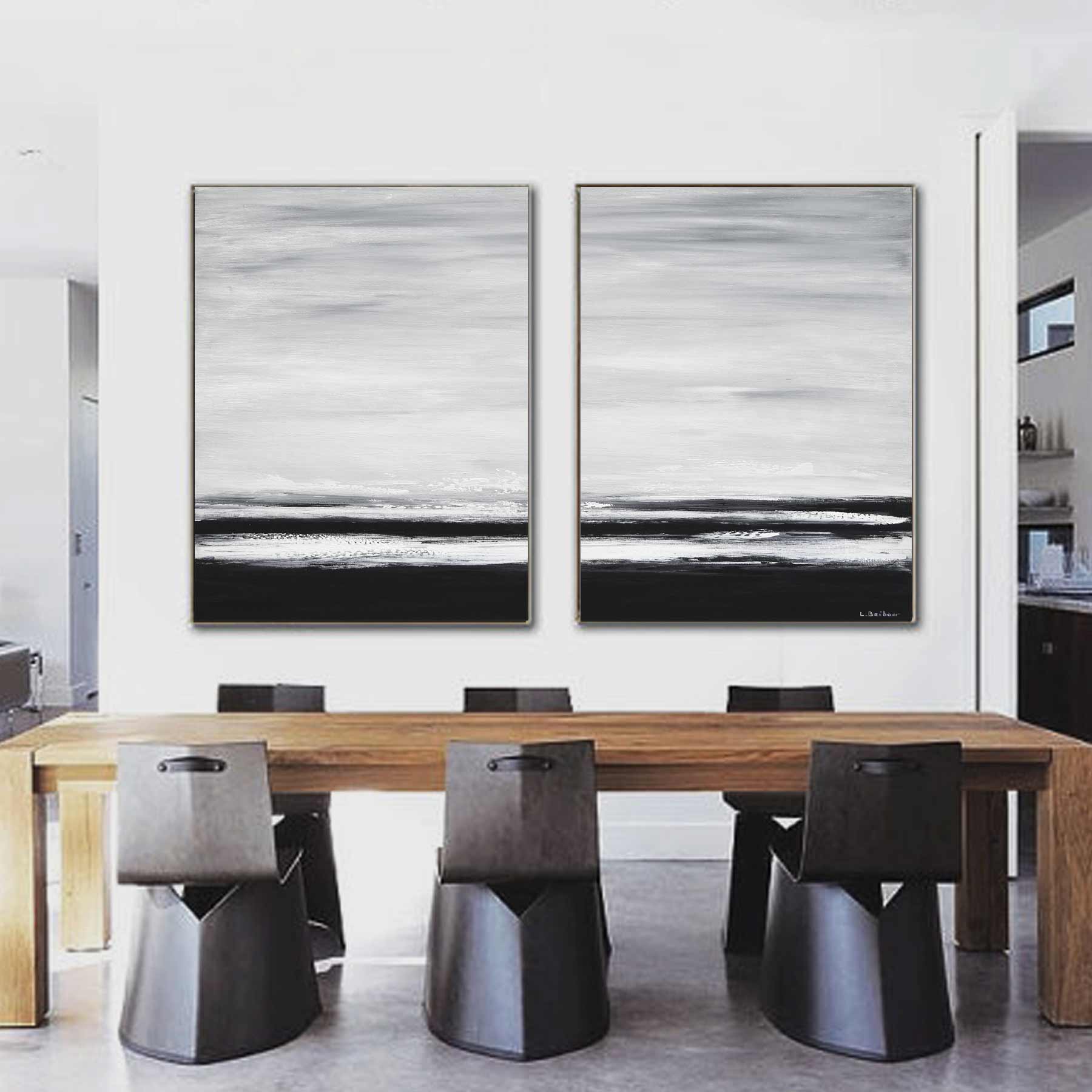 Two Piece Modern Original Painting Dark Real Art