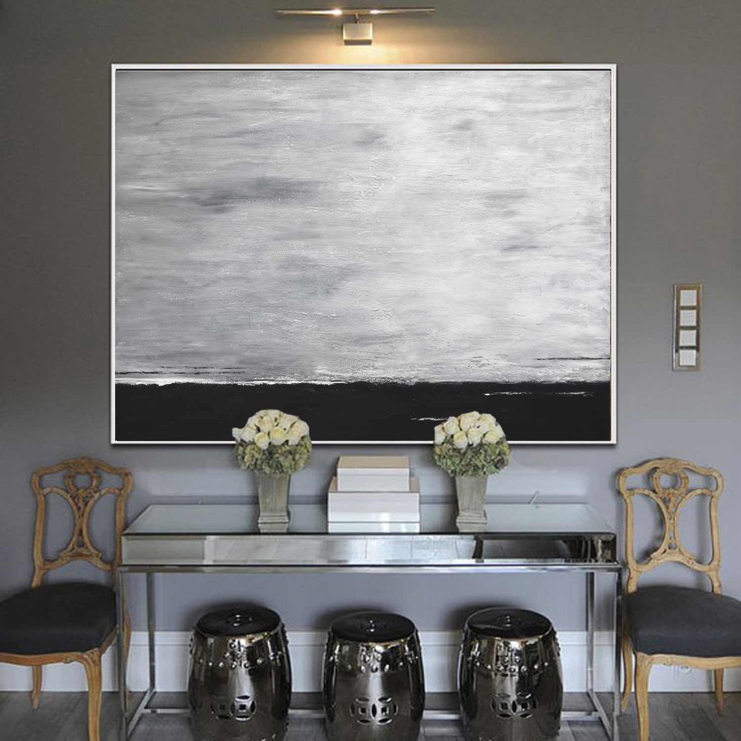 white and black moody abstract landscape
