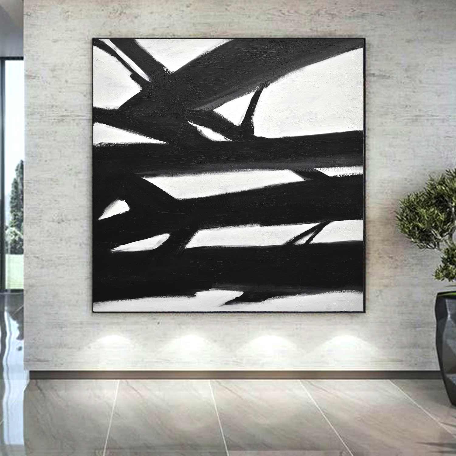 monochrome Large Artwork For Luxury Home Vintage Black White Painting