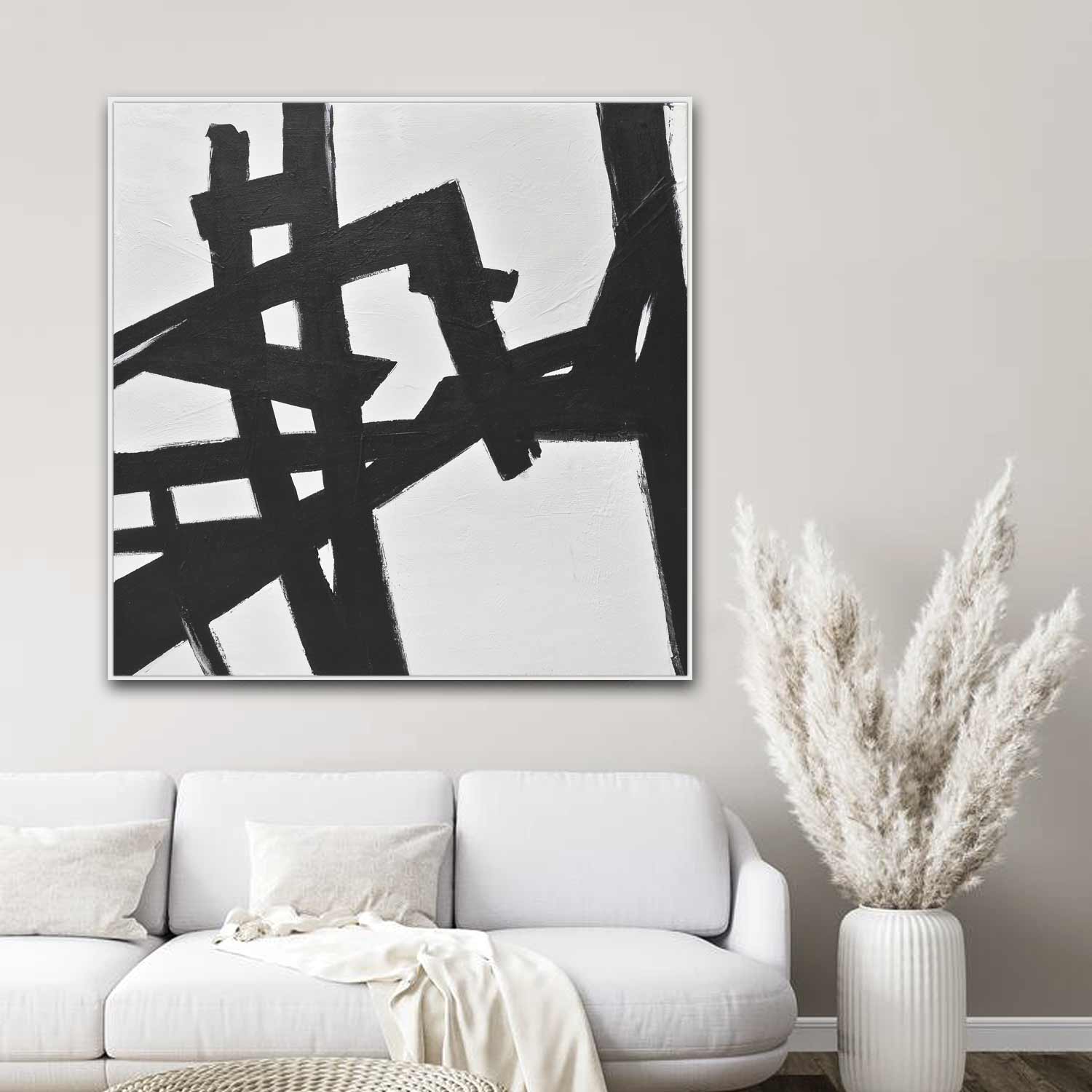 Franz Kline Style Painting above couch