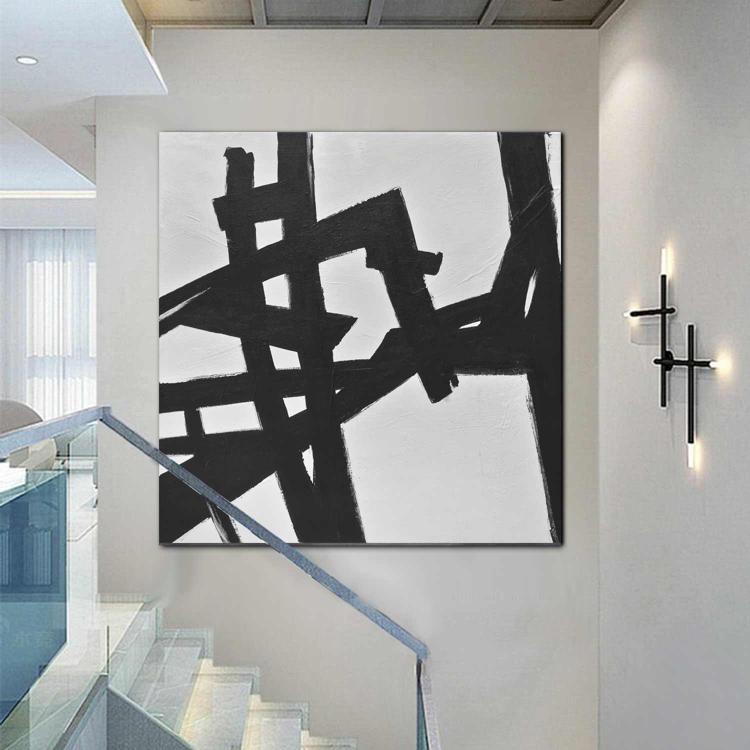 Franz Kline Style Painting in staircase