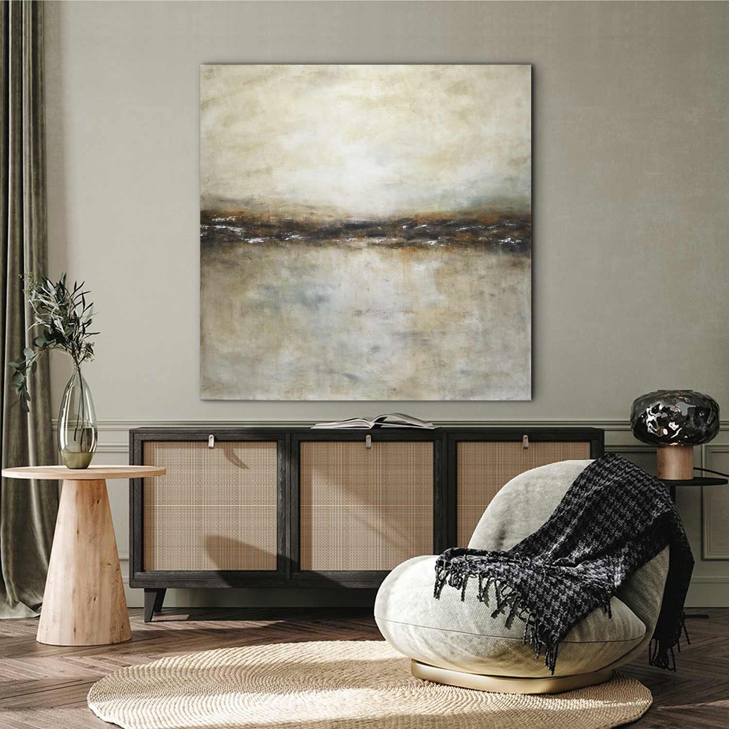 earth tones XL Earthy Painting 48x48 Neutral Tones Big Artwork On Thick Canvas