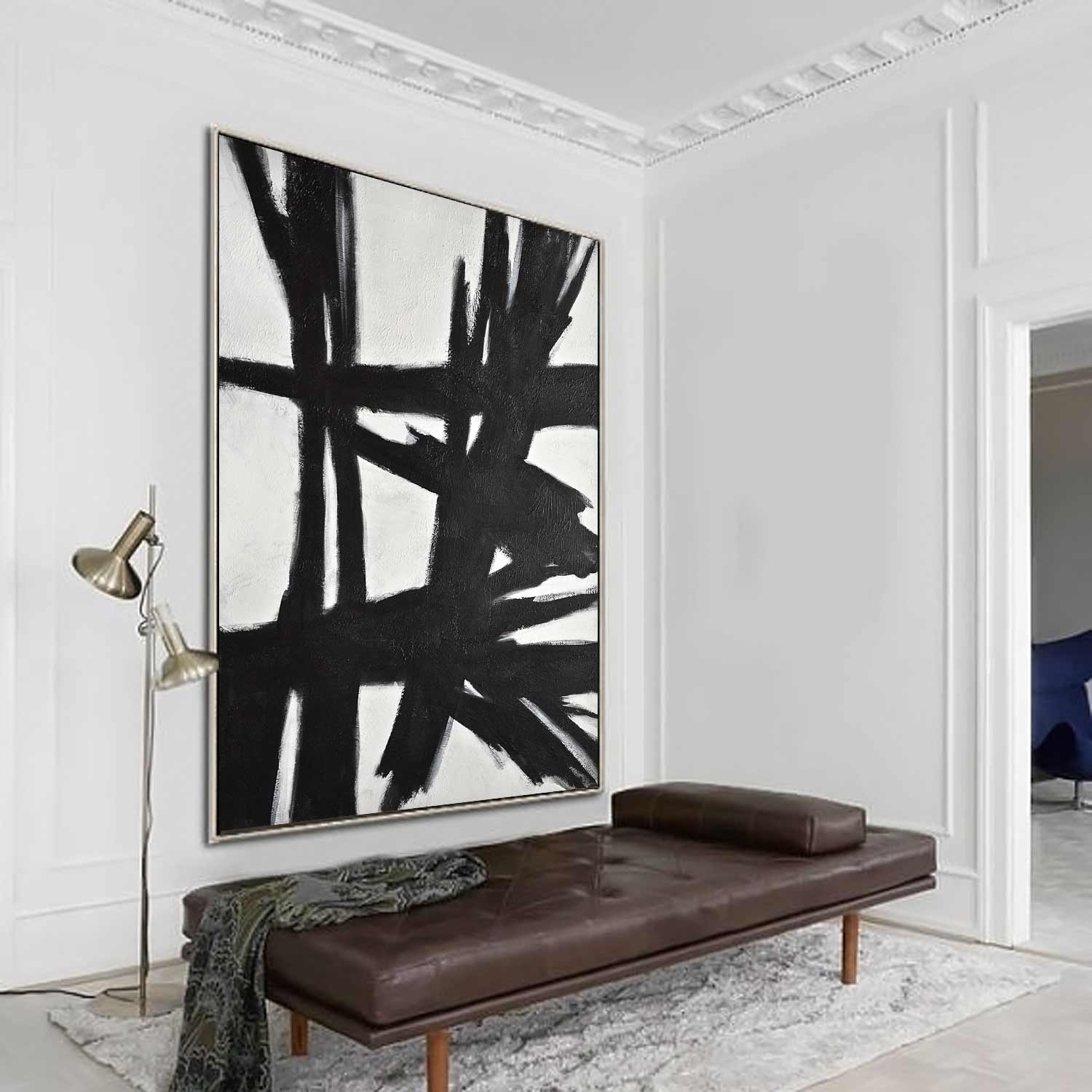 black and white kline style art painting