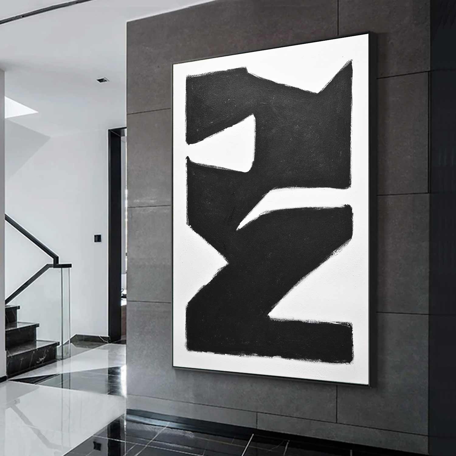 black white  vertical 1950's vintage abstract