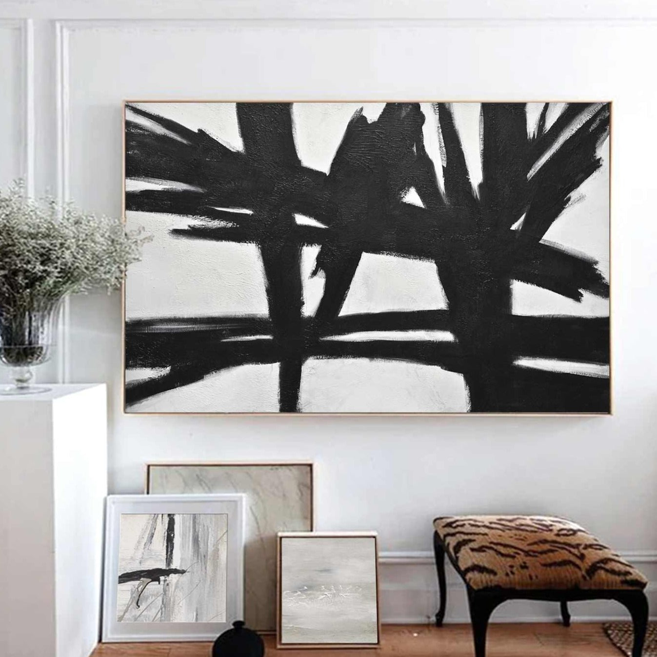 black white 50's art painting