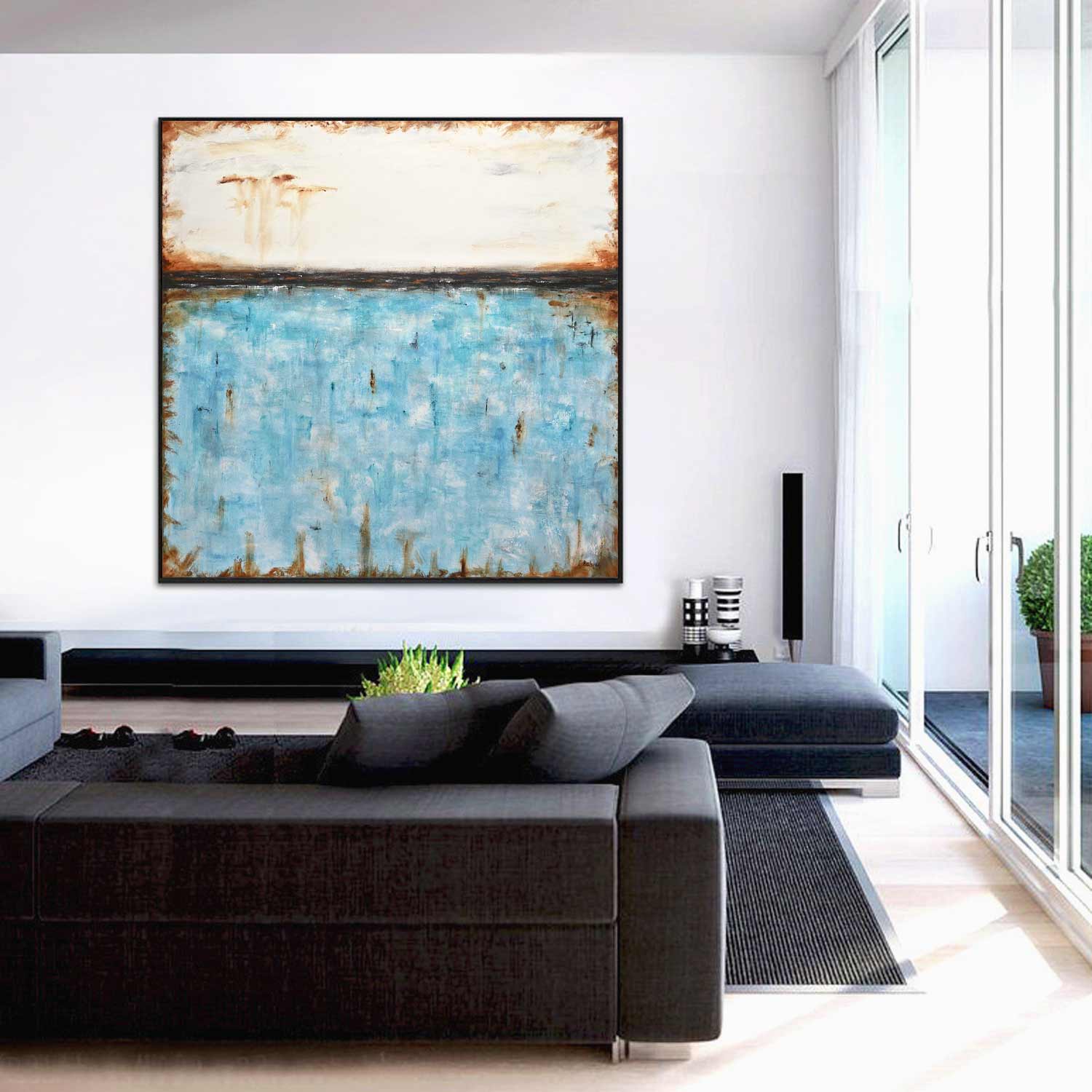 blue large square nordic painting