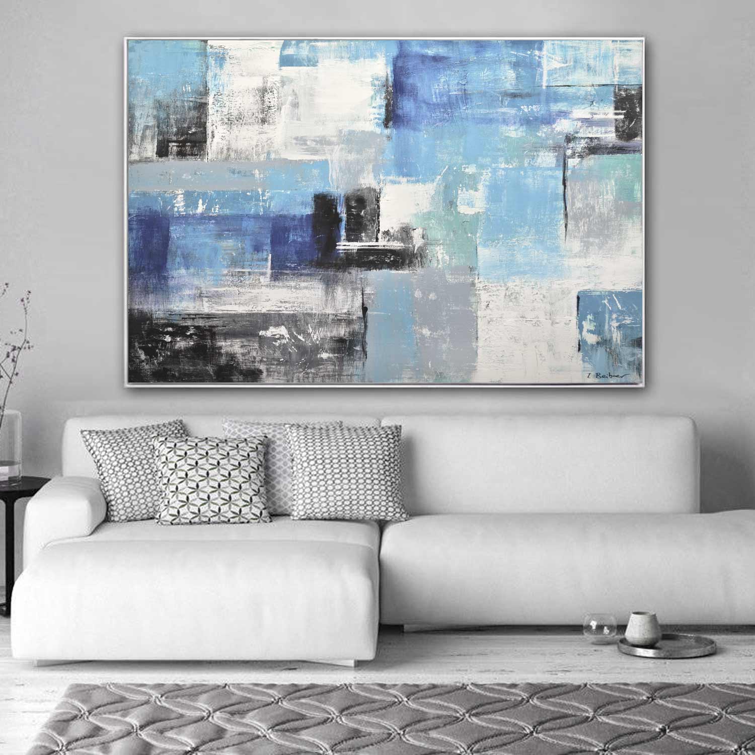 blue painting geometric abstract