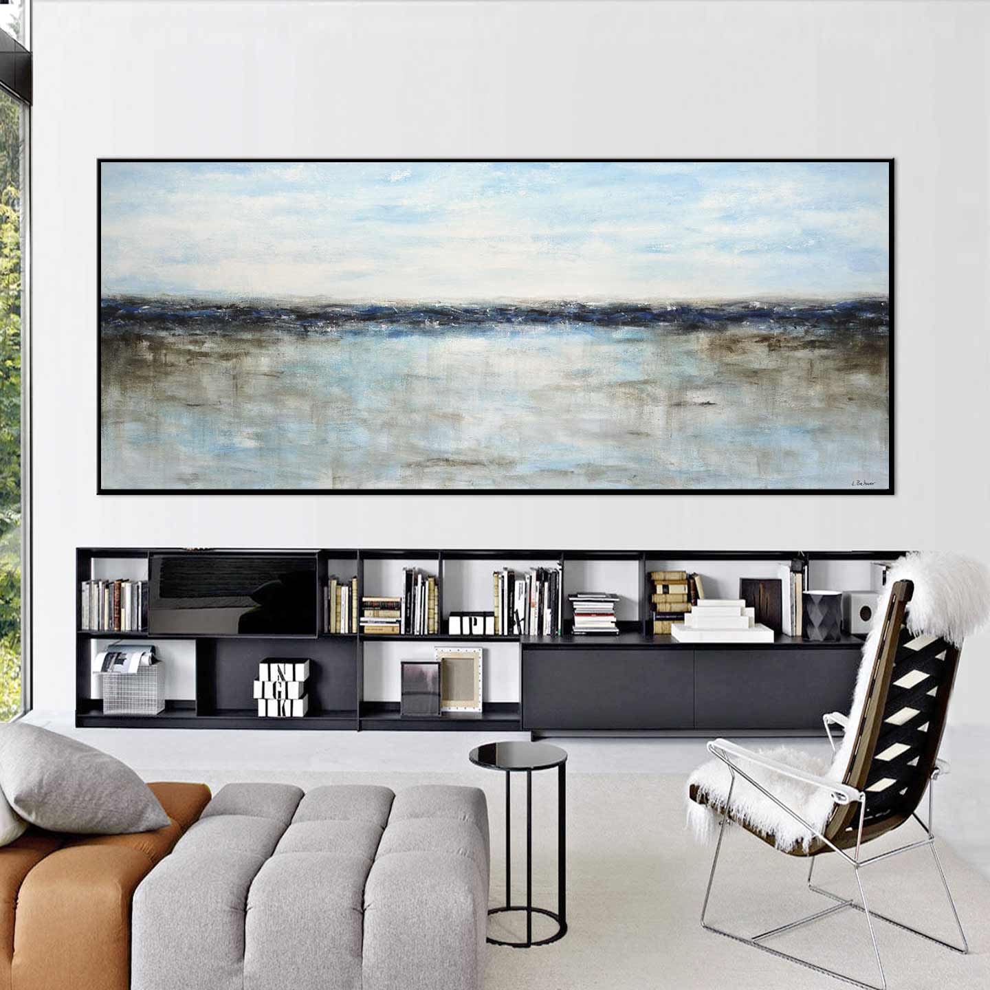blue painting seaside wall art