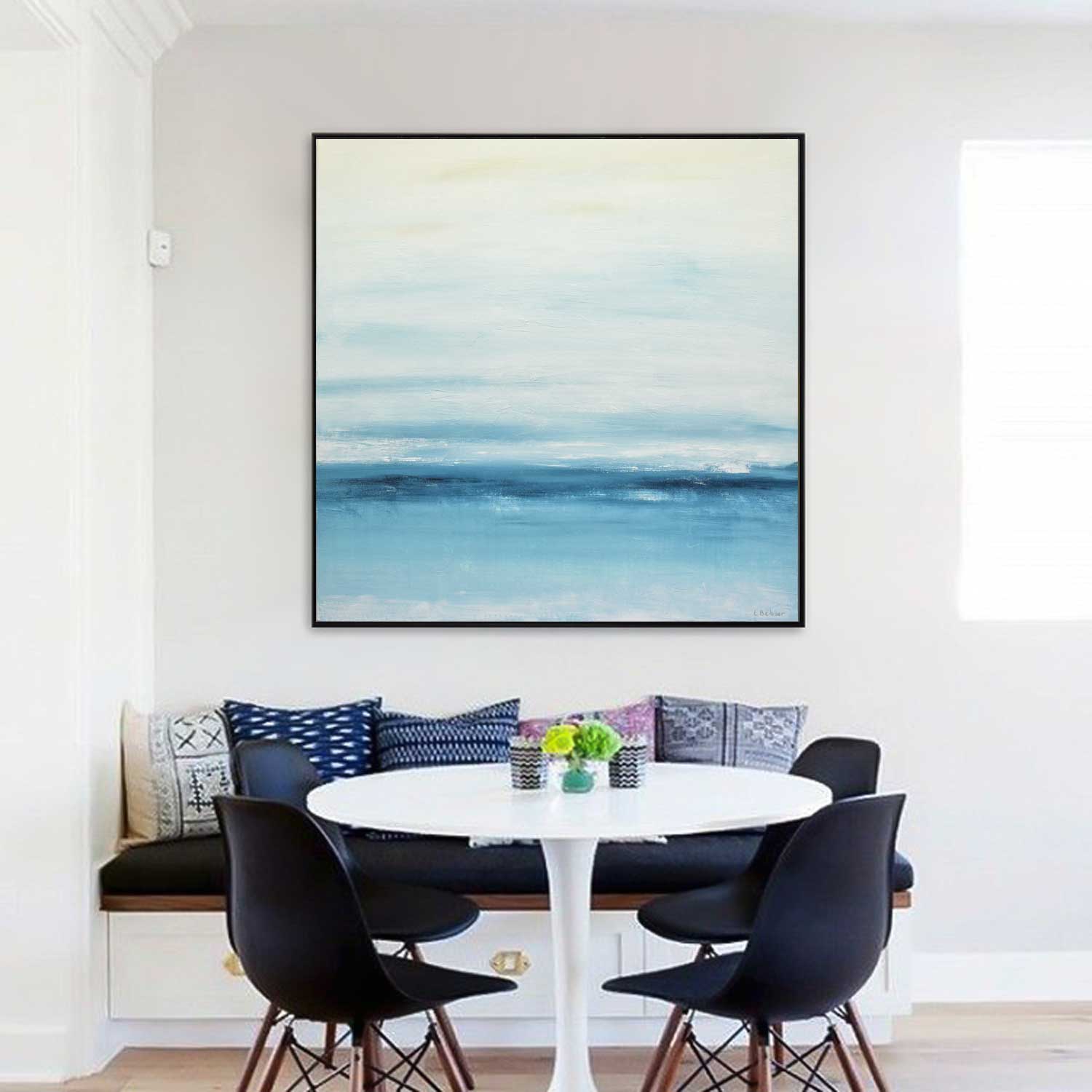 blue square original large landscape painting