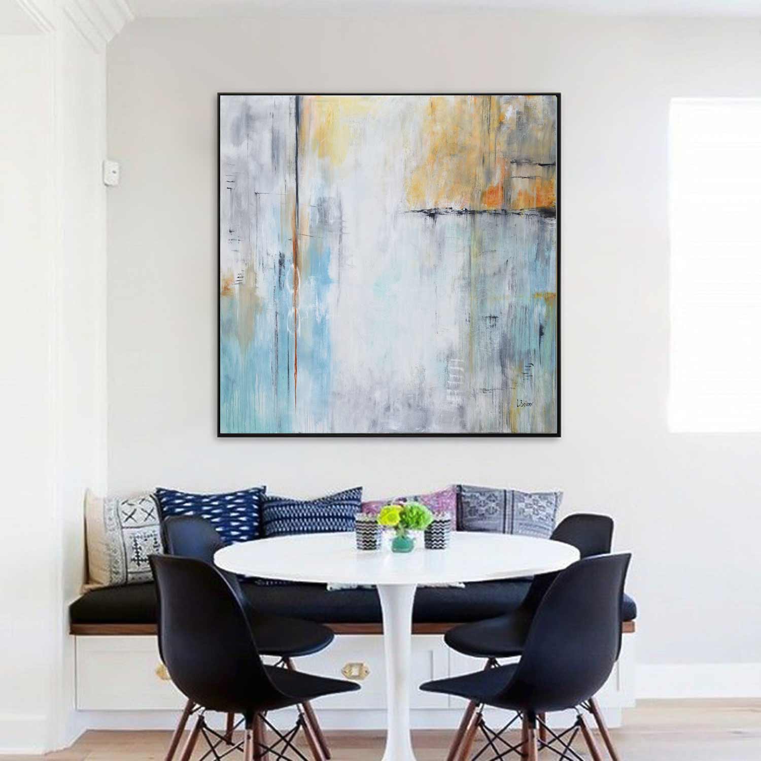 blue square office wall art