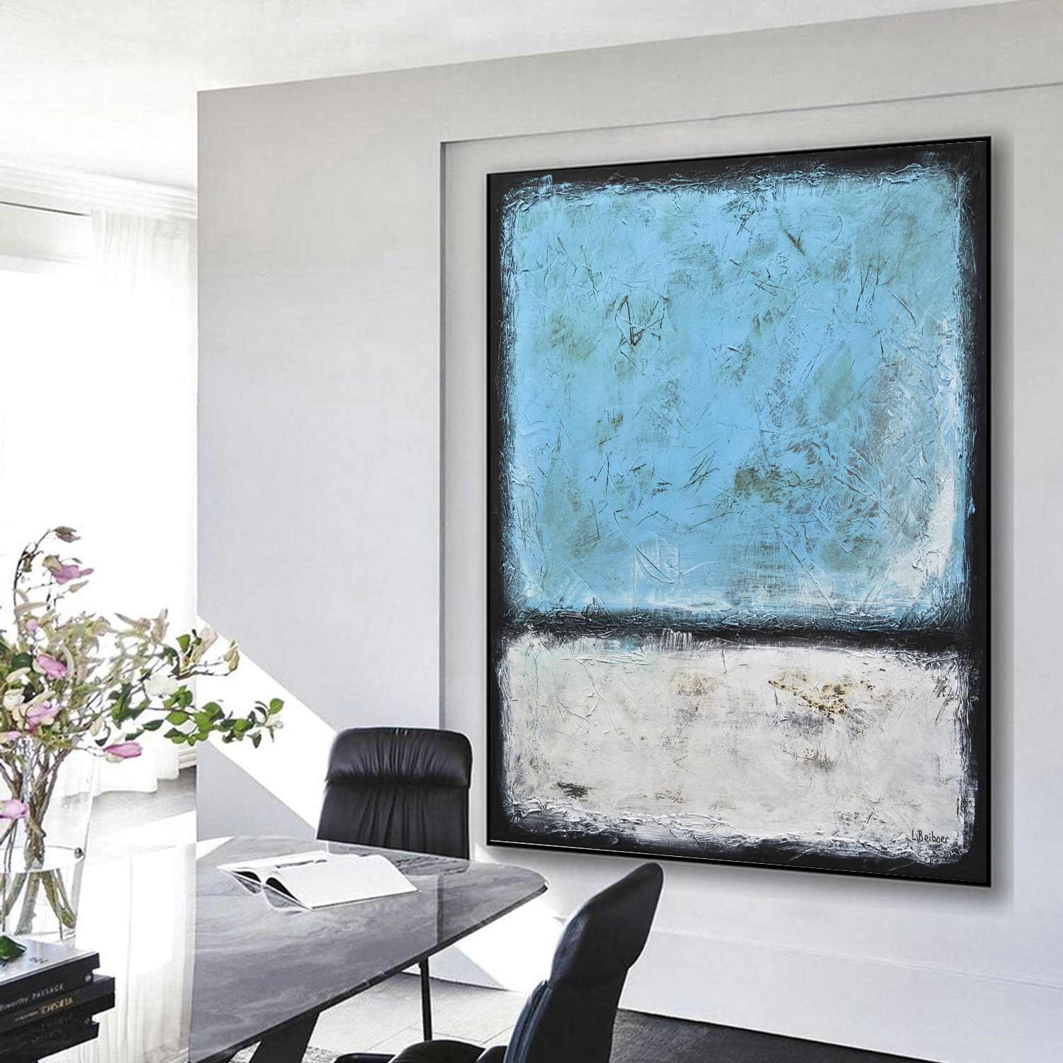 blue white abstract rothko midcentury inspired