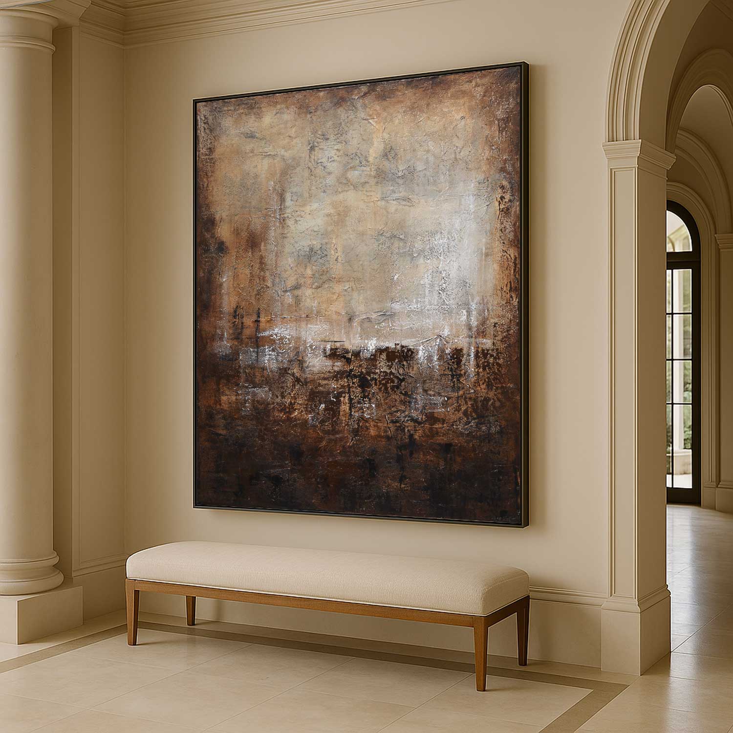 Hand Painted Abstract Brown Painting Home Decor Textured art
