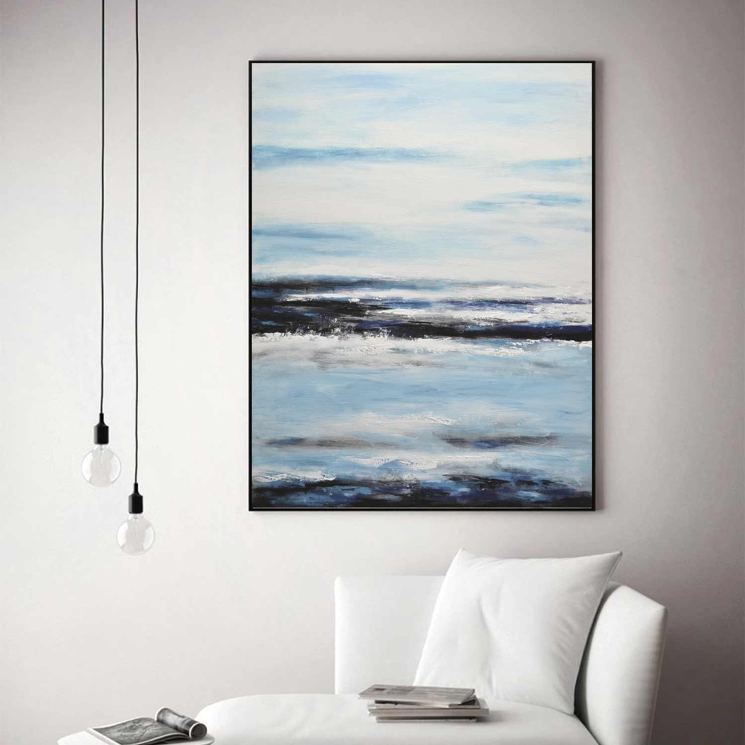 coastal painting blue white