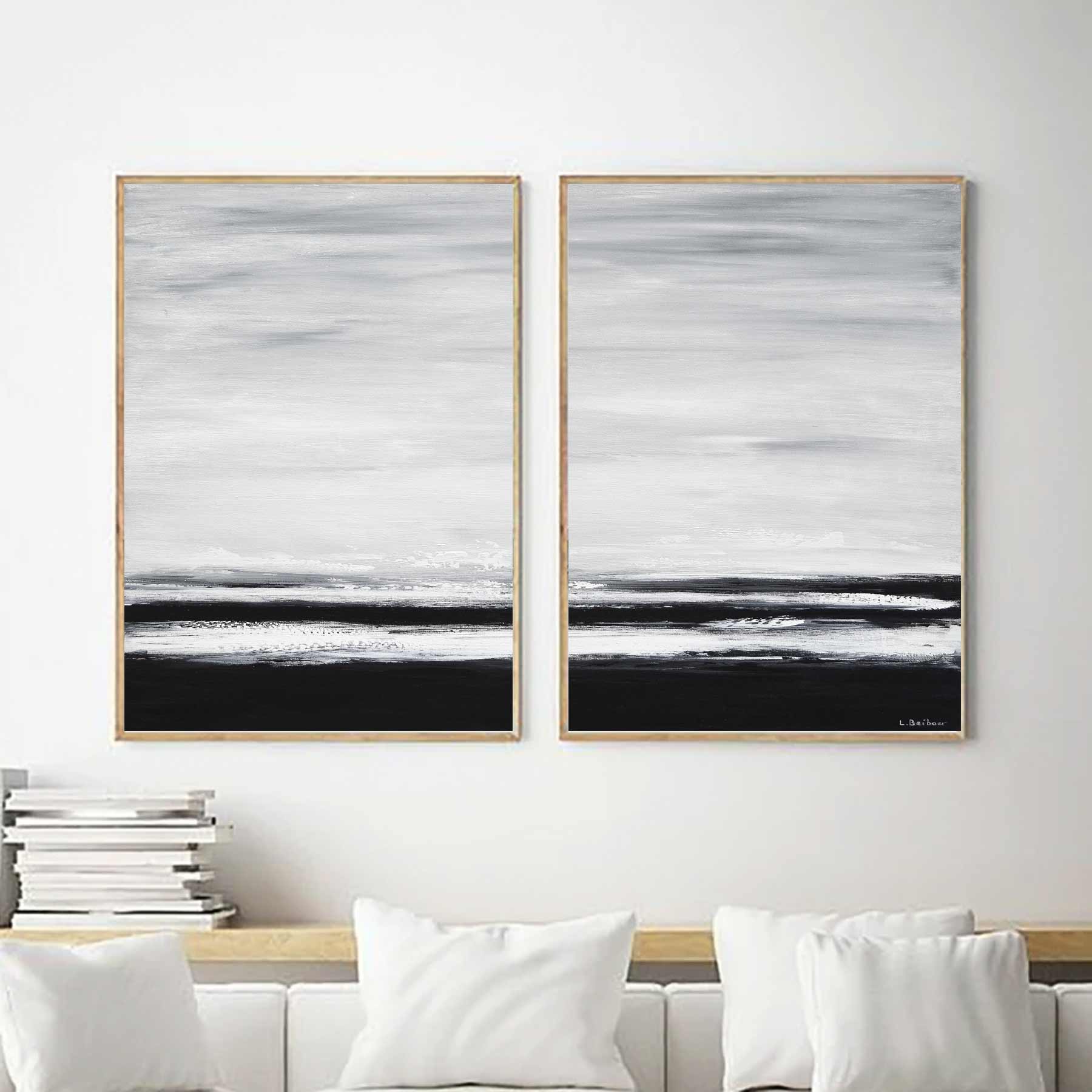 Two Piece Modern Original Painting Dark
