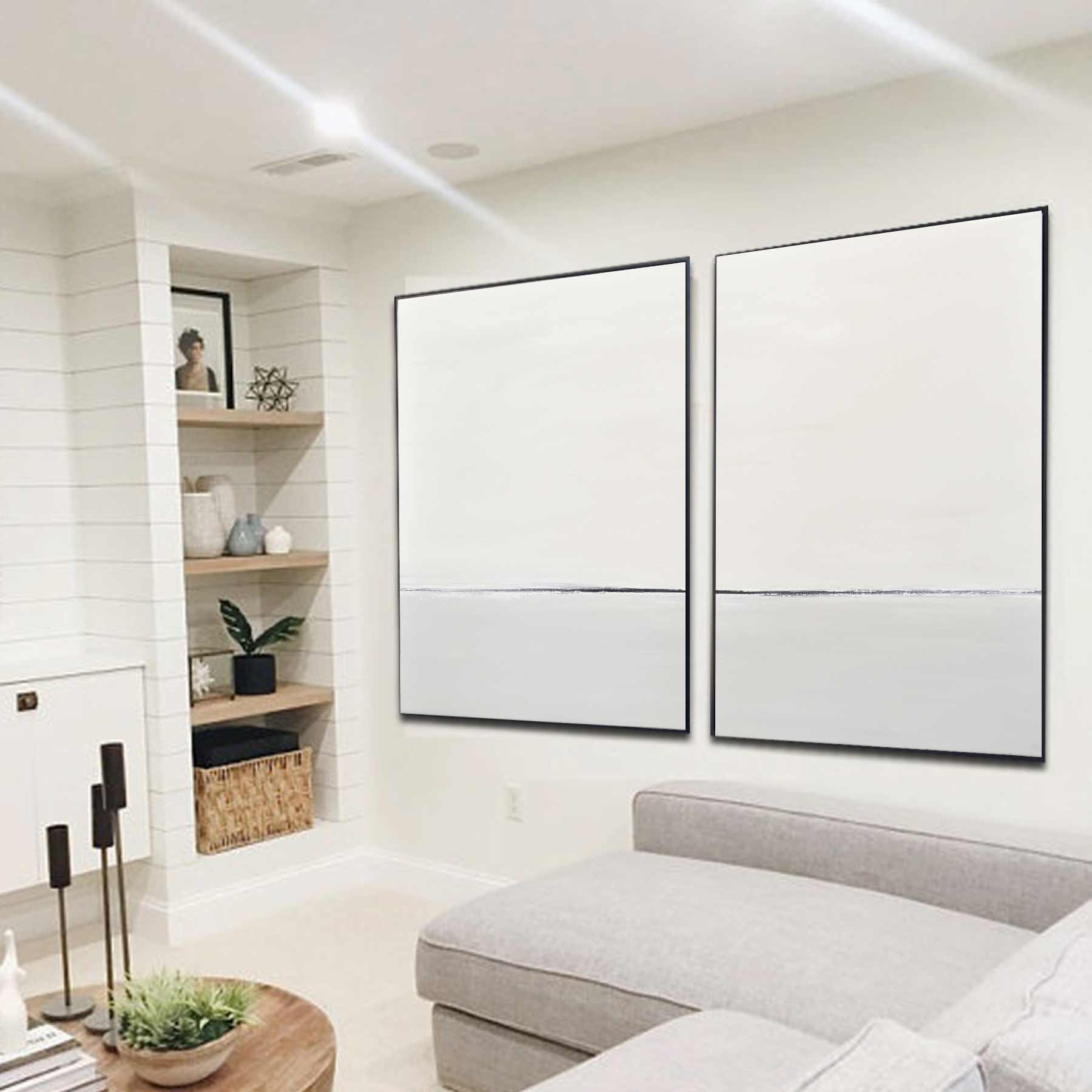 diptych Minimal Paintings Two Piece Art