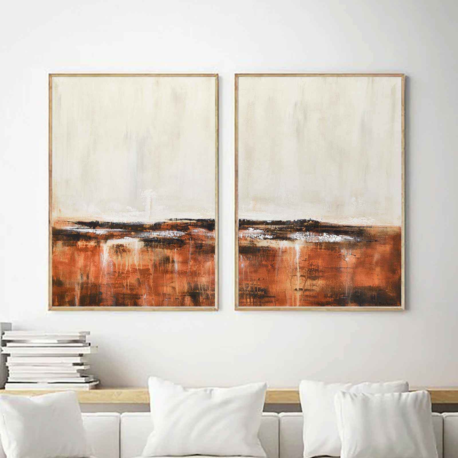 diptych Contemporary Painting Hand Painted