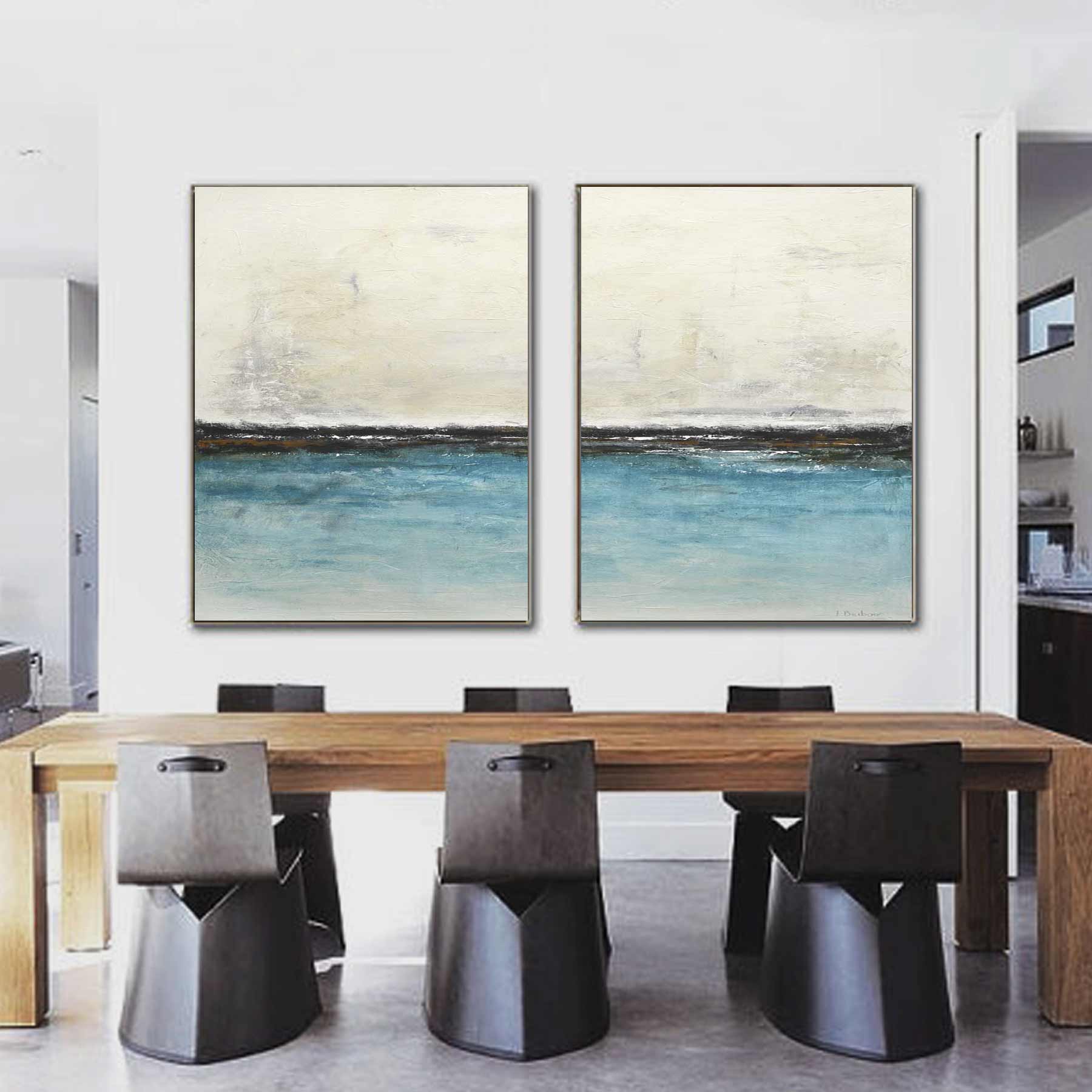 Loft Style Double piece Painting Serene Art Decor Textured Design