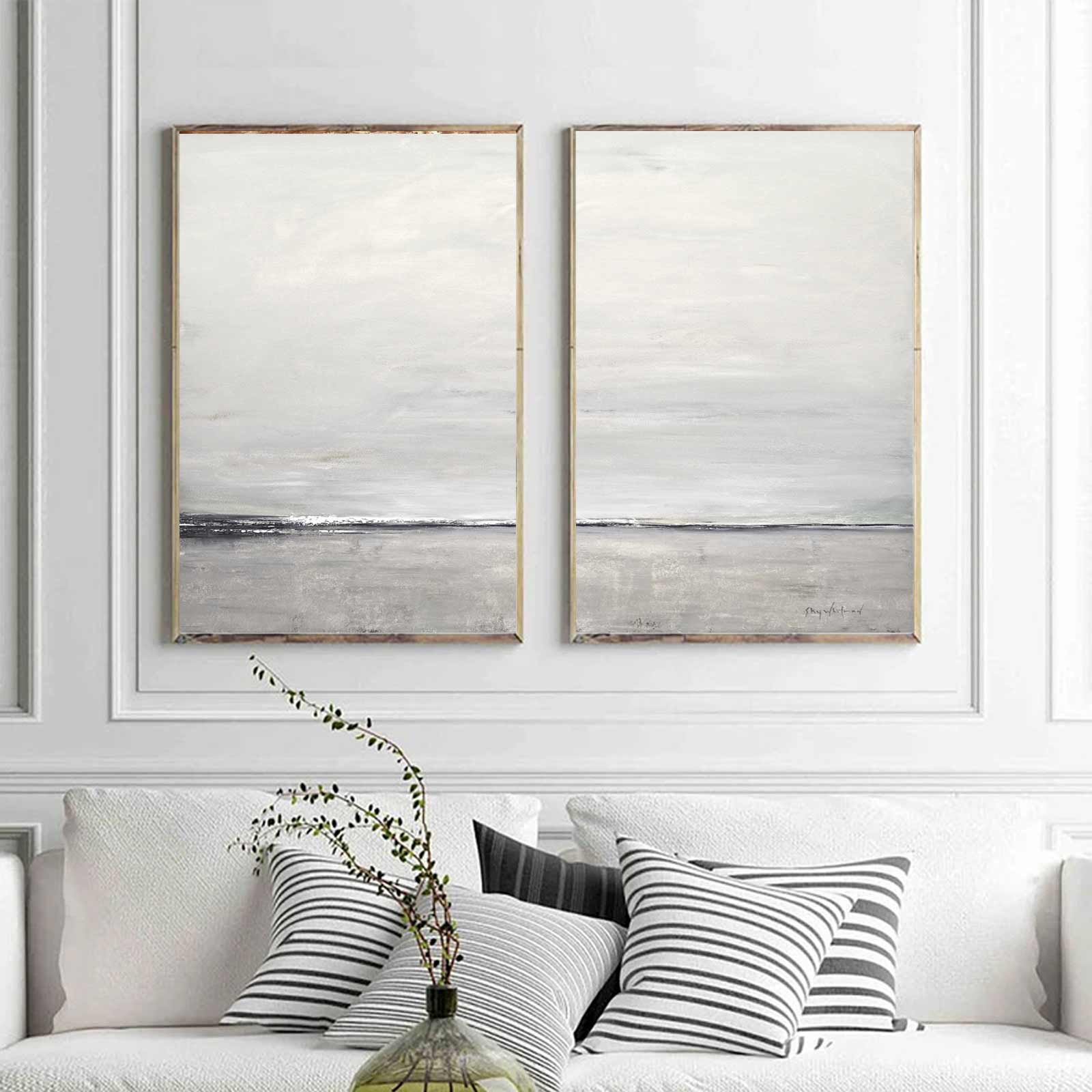 double piece Greige Landscape Top Seller Calming Painting