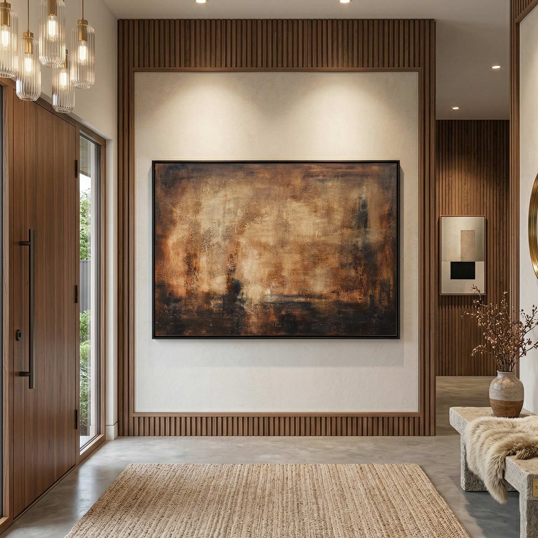 Sophisticated Brown Layered entryway Painting Trend Wall Art Earth Tones
